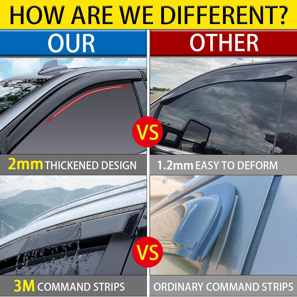 Rain Guards For Volkswagen Vw Tiguan 2018-2023, Tape-On Side Window Deflectors For Volkswagen Tiguan, Window Visors For Volkswag