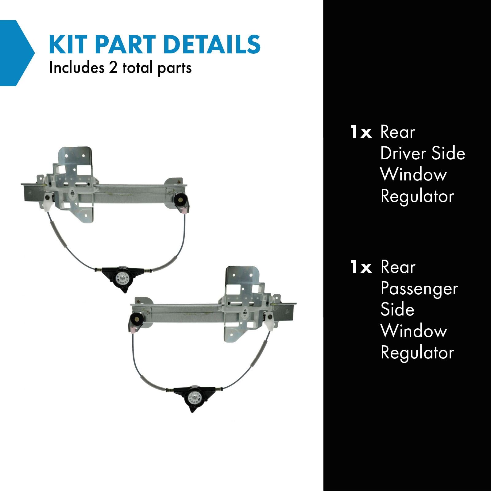 Trq Rear Power Window Regulator Set Compatible With 1995-1997 Lincoln Town Car Fo1550107 Fo1551107