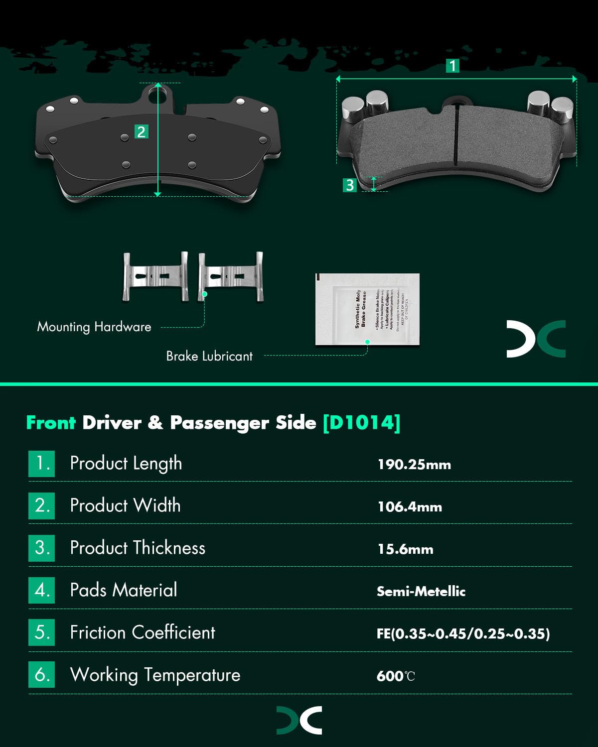 Scitoo D1014 D978 Semi-Metal Brake Pads Kits Front & Rear Replacement For Audi Q7 2007-2015,For Porsche Cayenne 2003-2006 2008-2