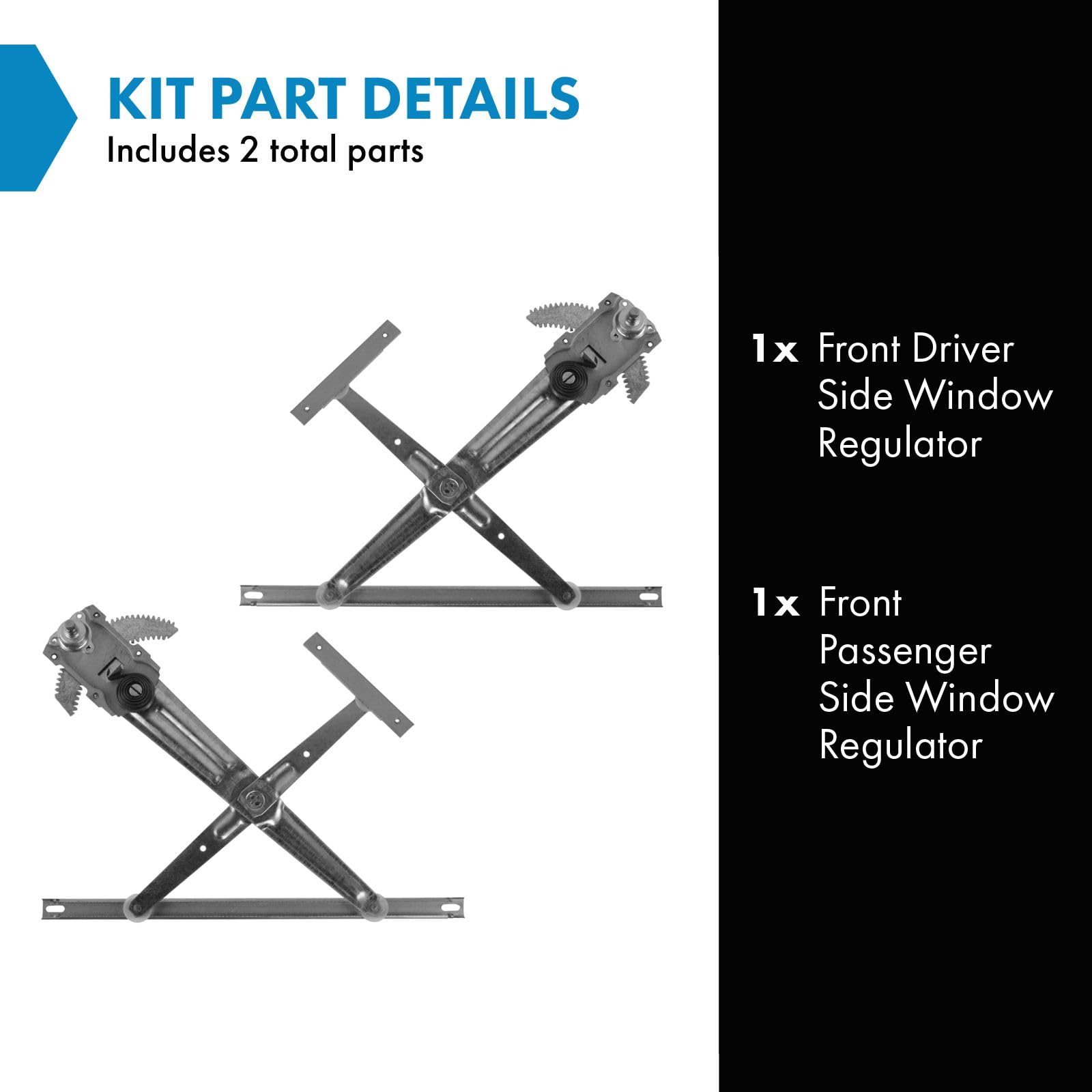 Trq Front Manual Window Regulator Set Compatible With 1986-1995 Suzuki Samurai