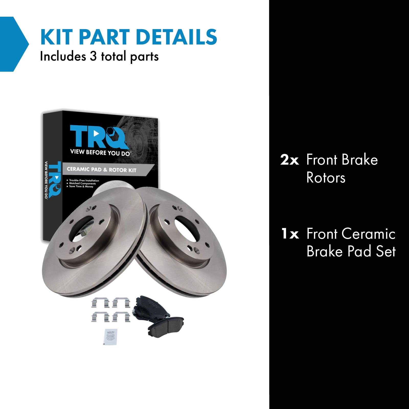 Trq Front Brake Pad & Rotor Kit Brake Pads Brake Rotor Ceramic Compatible With 2005-2010 Hyundai Sonata 2006-2010 Kia Optima 201