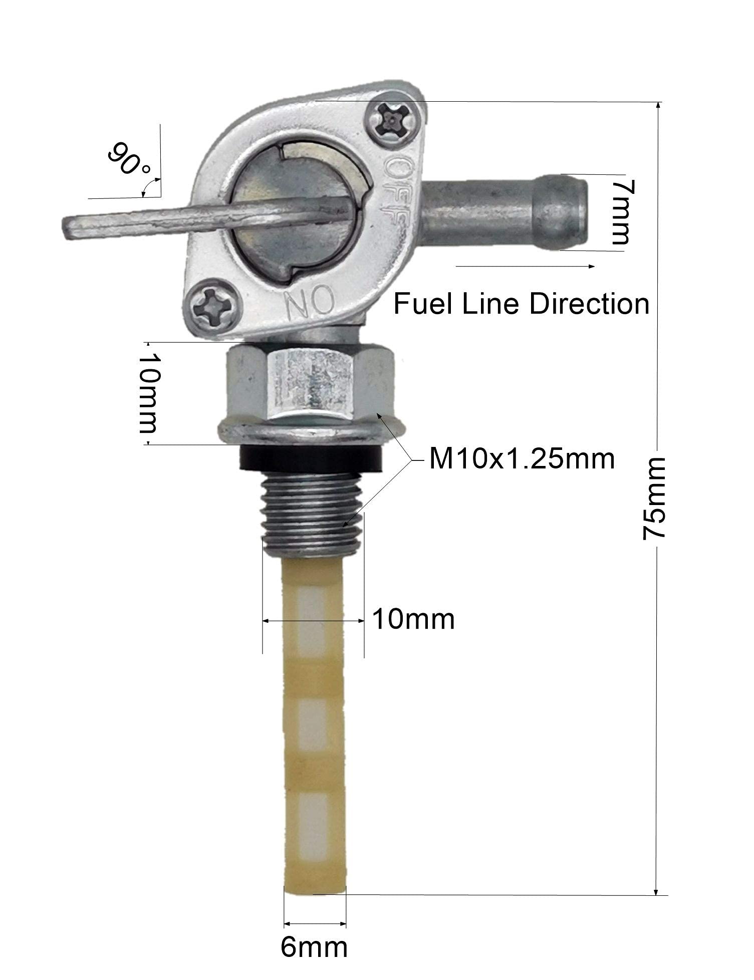 Yamakato Generator Fuel Petcock Switch Gas Tank Shut Off Valve For Champion Firman Generac Oh3384 Briggs & Stratton 310574Gs 193272Gs 204743Gs Yamaha Honda M10 X 1.25Mm 28-1783-V2