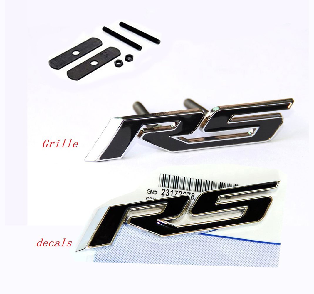 Yoaoo 1X Oem Grille Rs With Decal Rs Emblem Badge 3D Logo Allloy Compatible With Camaro Series Black