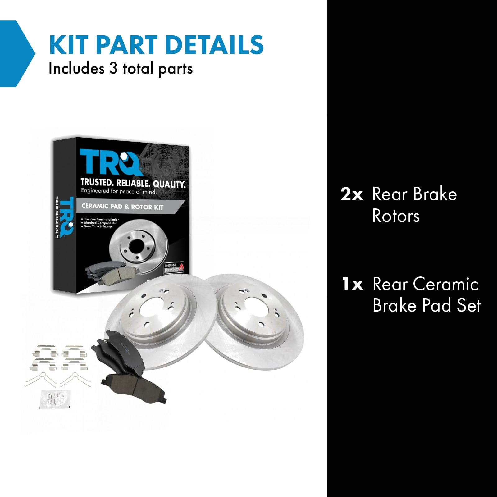 Trq Rear Brake Pad & Rotor Kit Brake Pads Brake Rotor Ceramic Compatible With 2018-2021 Honda Odyssey