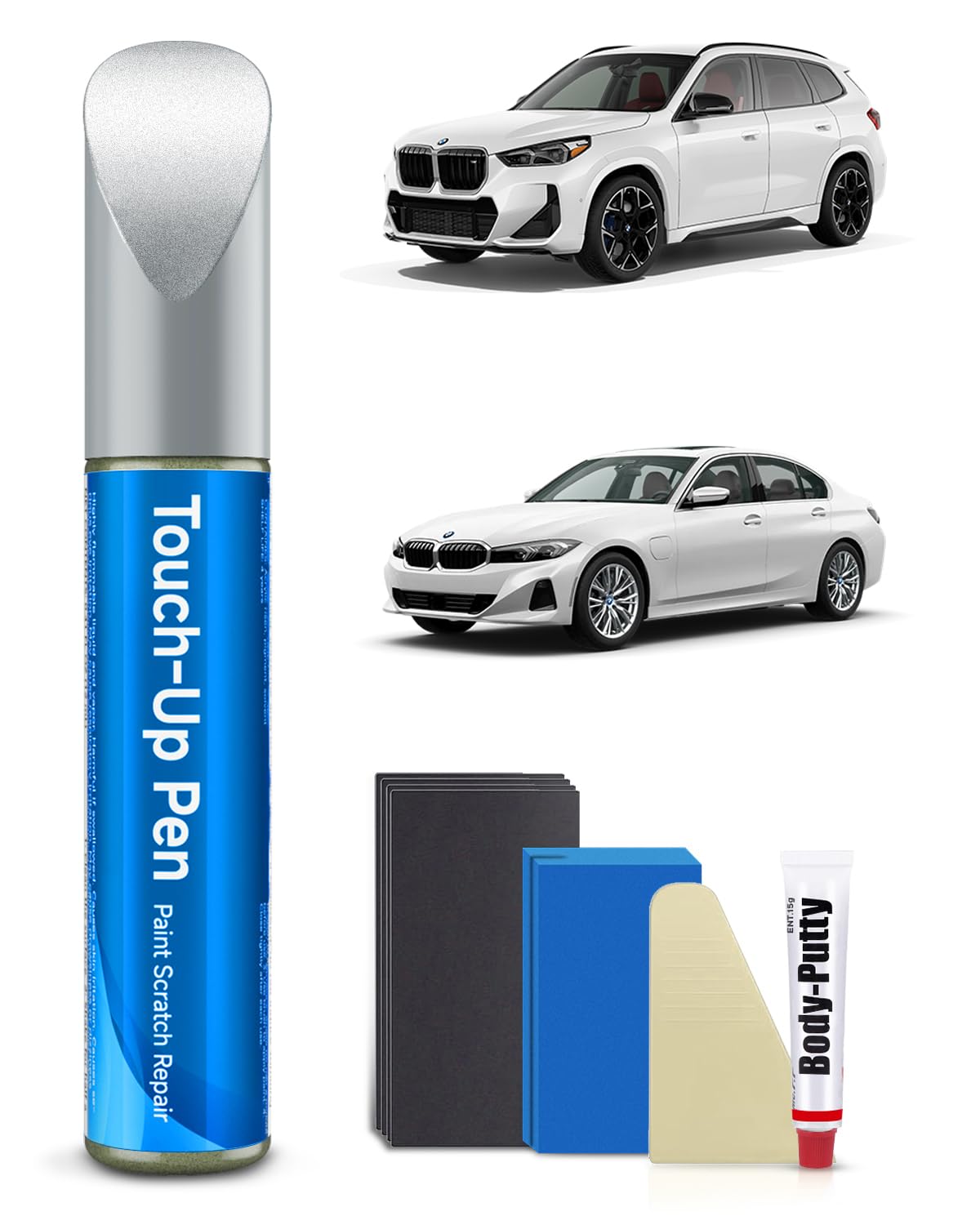Teslaunch Mineral White(A96) For Bmw Car Touch Up Paint Kit,Exact Match Car Scratch Repair Touch Up Paint Kit (Mineral White Met