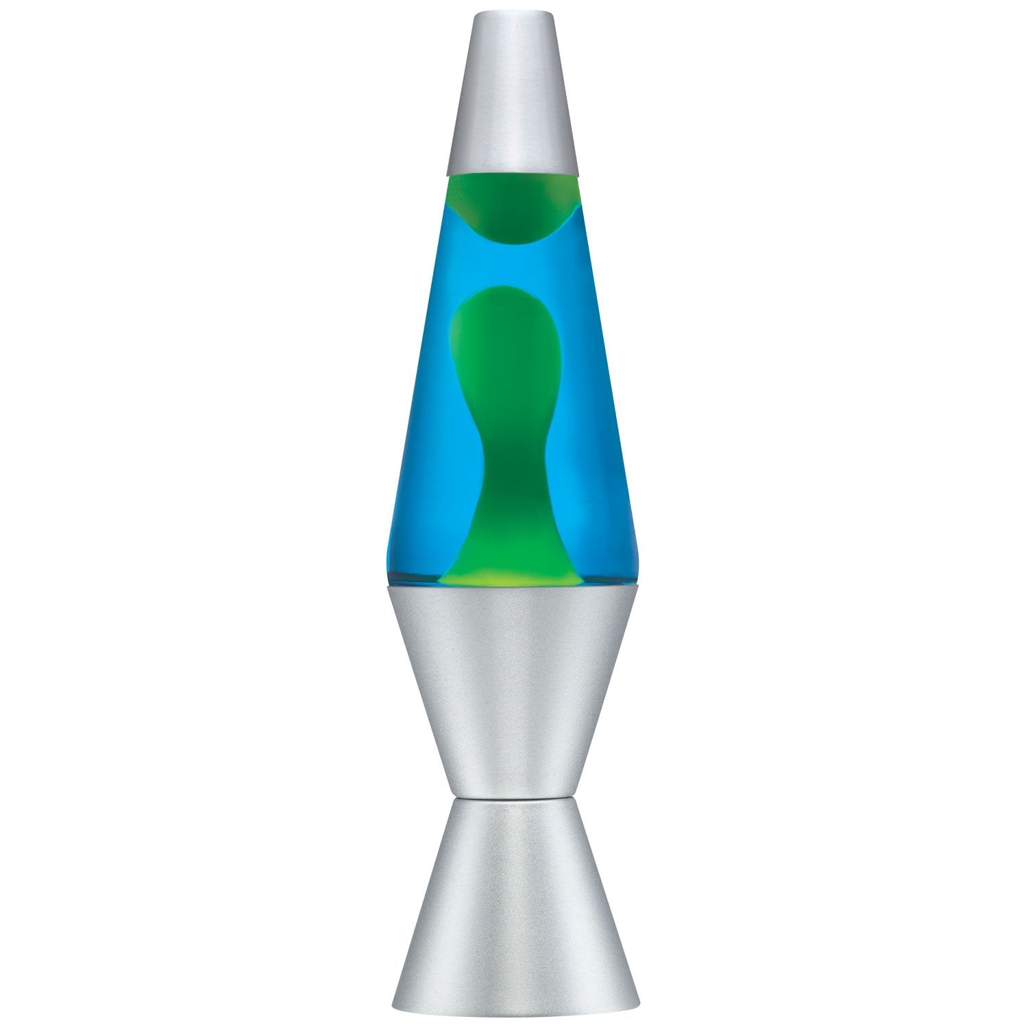 Lava Lite 2124 The Original 14.5-Inch Silver Base Lamp With Yellow Wax In Blue Liquid