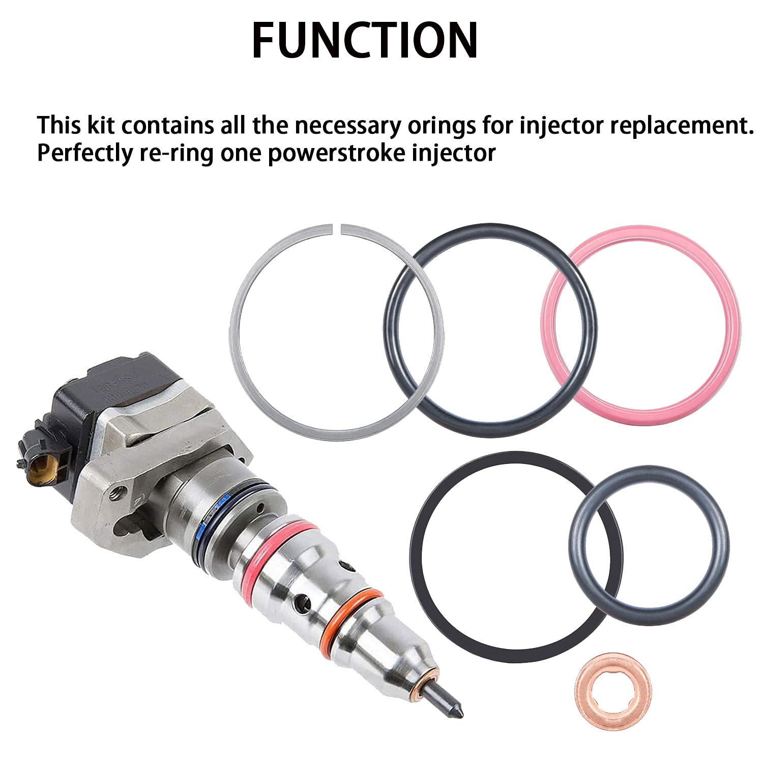 Castnoo Diesel Fuel Injector O-Ring Seal Kit Compatible For Cat Caterpillar 3126B Diesel 0R9350 (6)