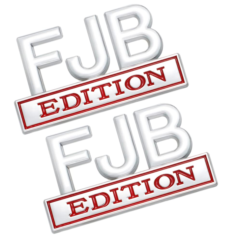 2 Pcs FJB Edition Emblem Car Side Rear Front Hood Trunk Door Badge 3D Decal Sticker Fit for Car Truck SUV (FJB, Silver Red)
