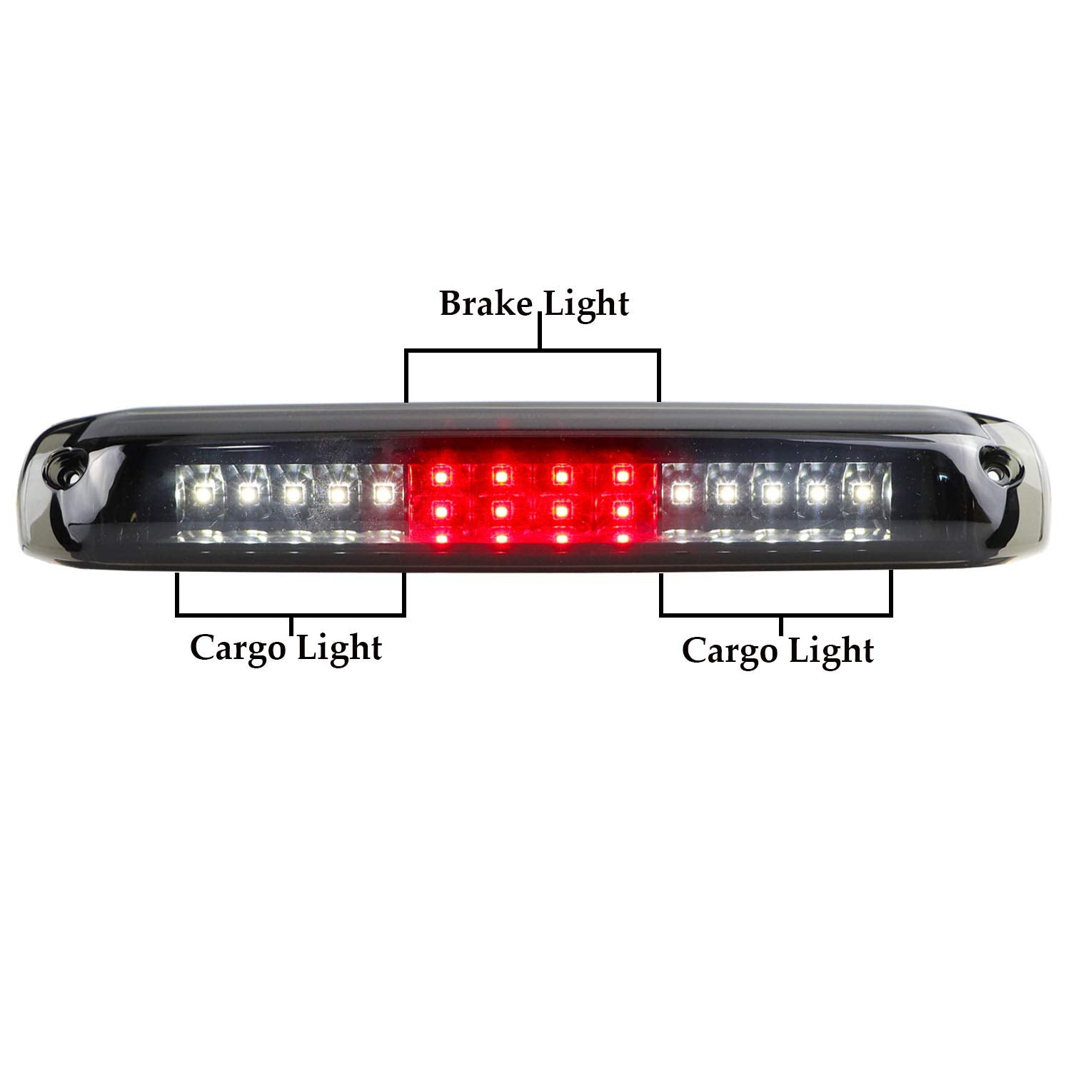 Third Brake Light Cargo Lamp Fit For Chevrolet Silverado/Gmc Sierra 1500-3500 Hd 1999-2006, For Chevrolet Silverado/Gmc Sierra 1500-3500 Hd Classic 2007 (Black Housing Smoke Lens)