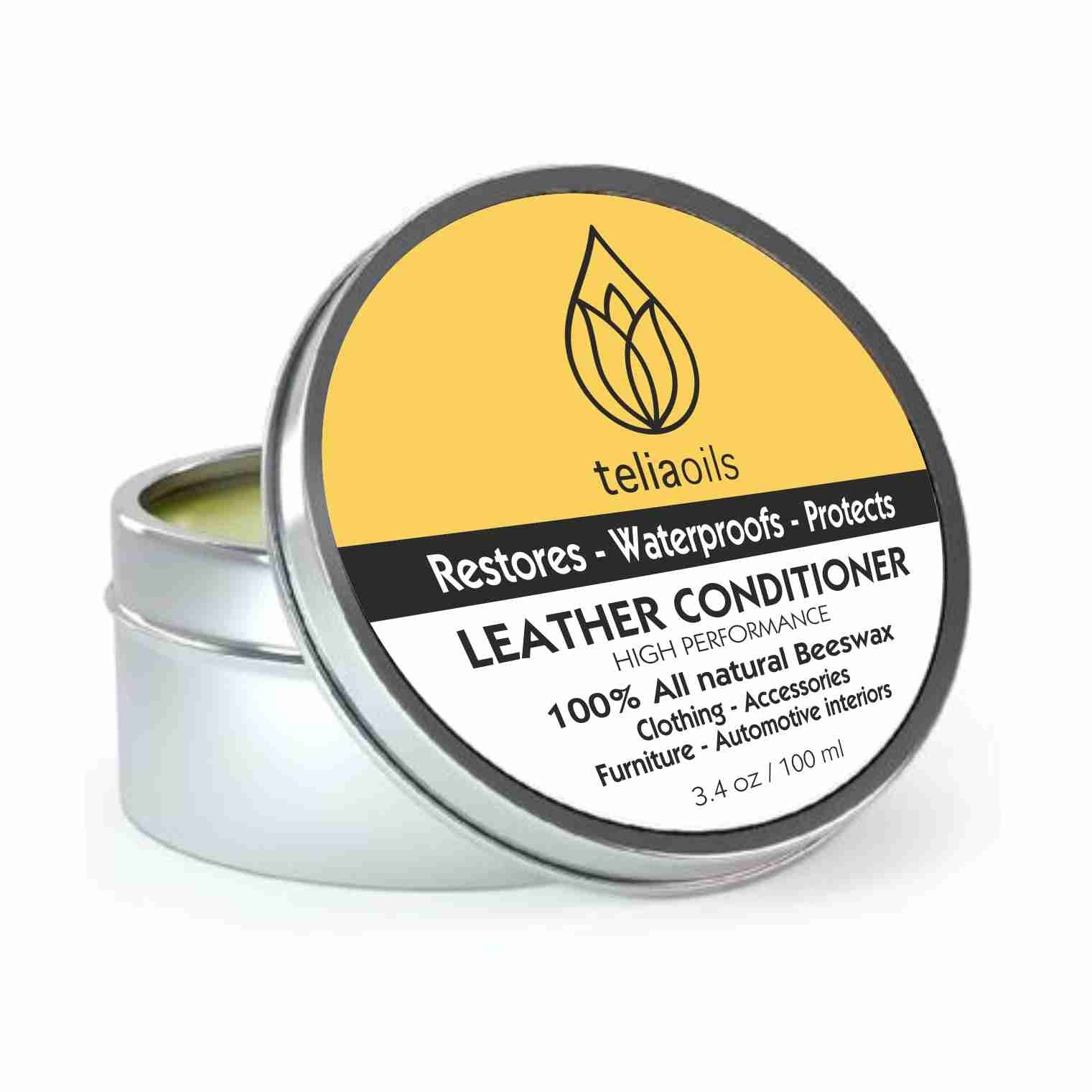 Teliaoils Leather Conditioner - Natural Clear Leather Repair Care Balm For Any Kind- Waterproofing Leather Salve Restorer, Softe