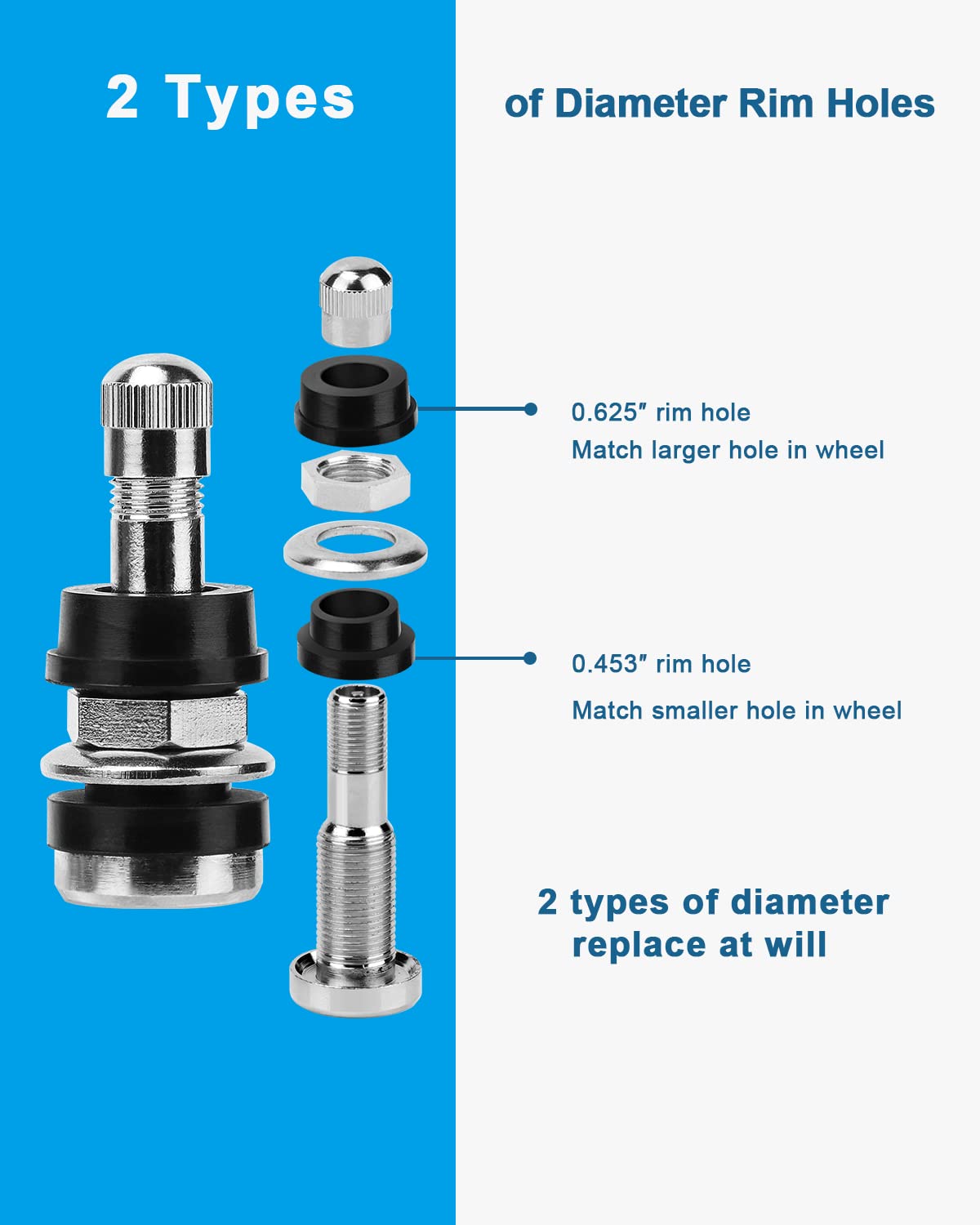 Riseuvo 25Pcs Tr416 Outer Mount Metal Valve Stem High-Pressure High Pressure Valve Stems Clamp-In Valves