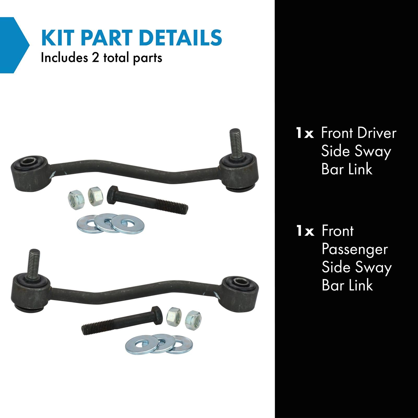 Trq Front Sway Bar Stabilizer Link Set Compatible With 1999 Ford F-250 Super Duty F-350 Super Duty F-450 Super Duty F-550 Super