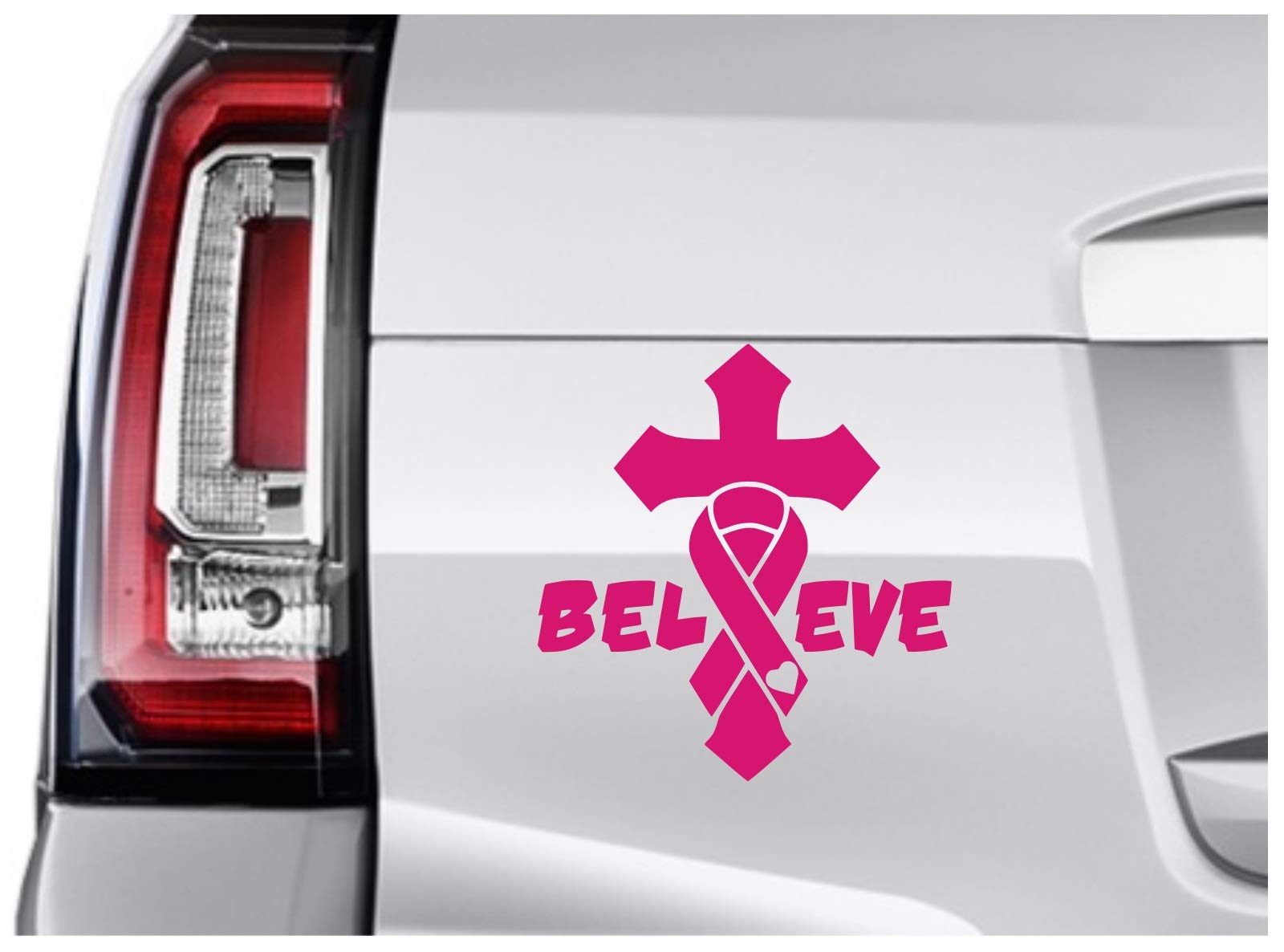 Dpnk Breast Cancer Awareness Ribbon - Believe Decal Vinyl Sticker Graphics For Cars Trucks Suv Vans Walls Windows Laptop Tablet|