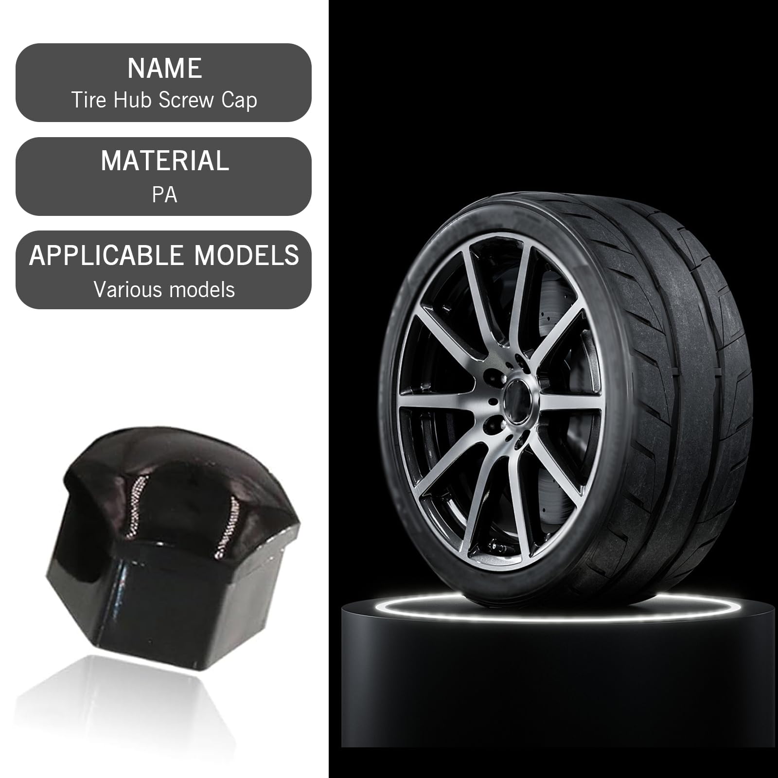 getfay Pack-21 Car Tire Screw Cap, 0.82/21mm Waterproof Dustproof Bolt Protection Cover with Disassembly Tool, Wheel Lug Nut C