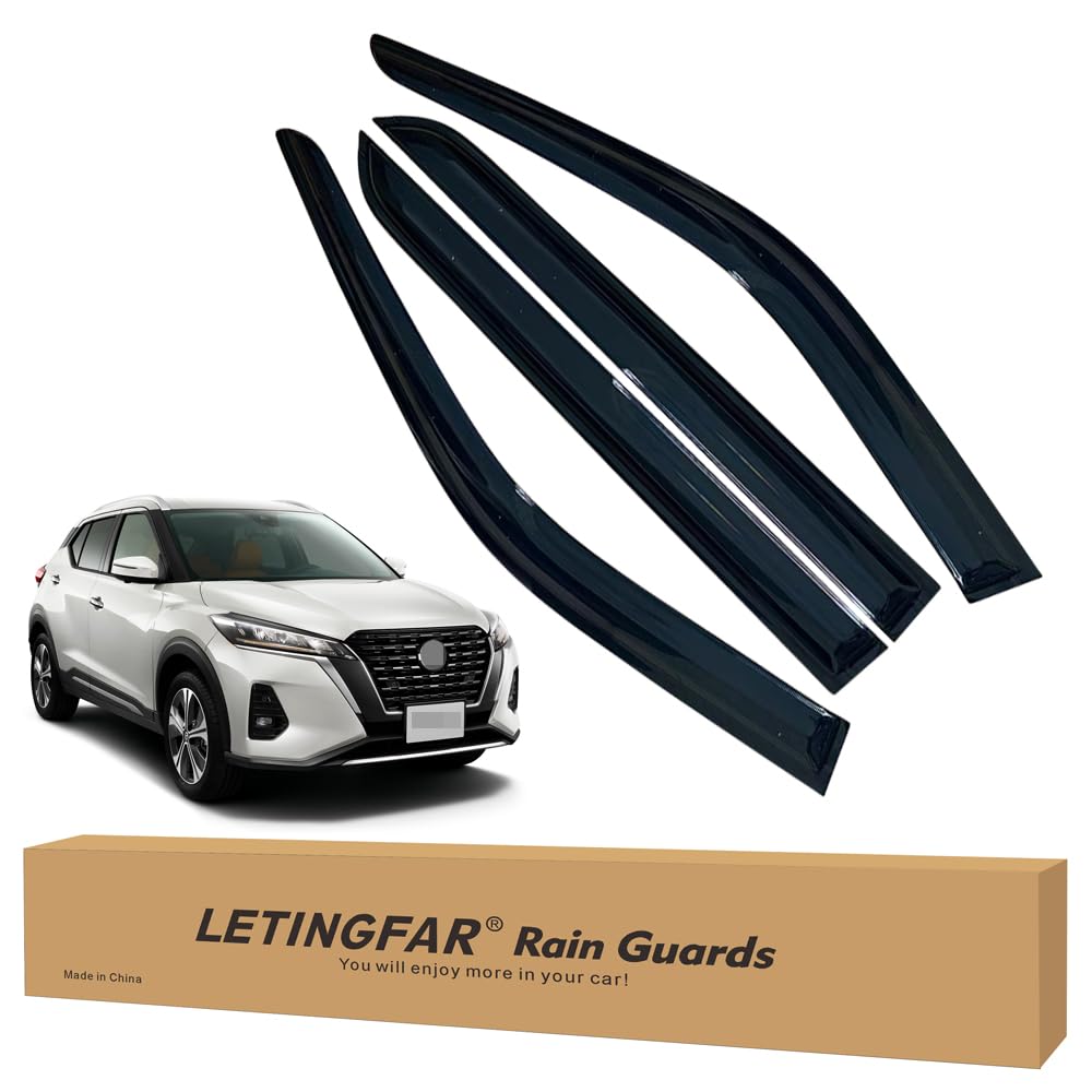 LETINGFAR Window Visors Rain Guards for Nissan Kicks 2018 2019 2020 2021 2022 2023 2024 Accessories, Wind Deflectors Vent Shades