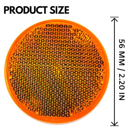 [All Star Truck Parts] [Qty 2] [Amber] 2'' Inch Round Reflector Bike,Trailer, Truck, Boat, Mailbox, Construction, Equipment, Rv,