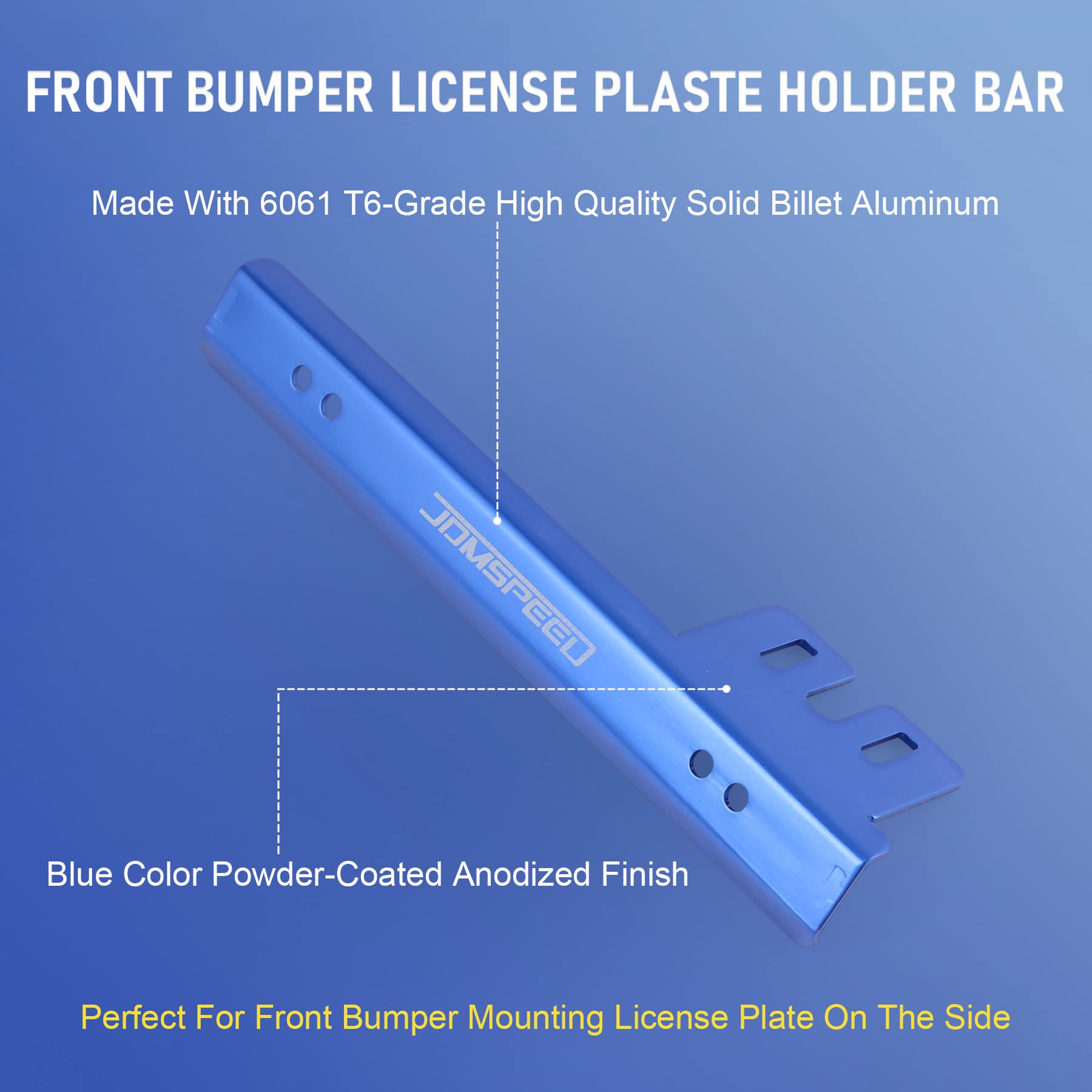 Jdmspeed Universal Blue Front Bumper License Plate Mount Bracket Relocator Holder Bar
