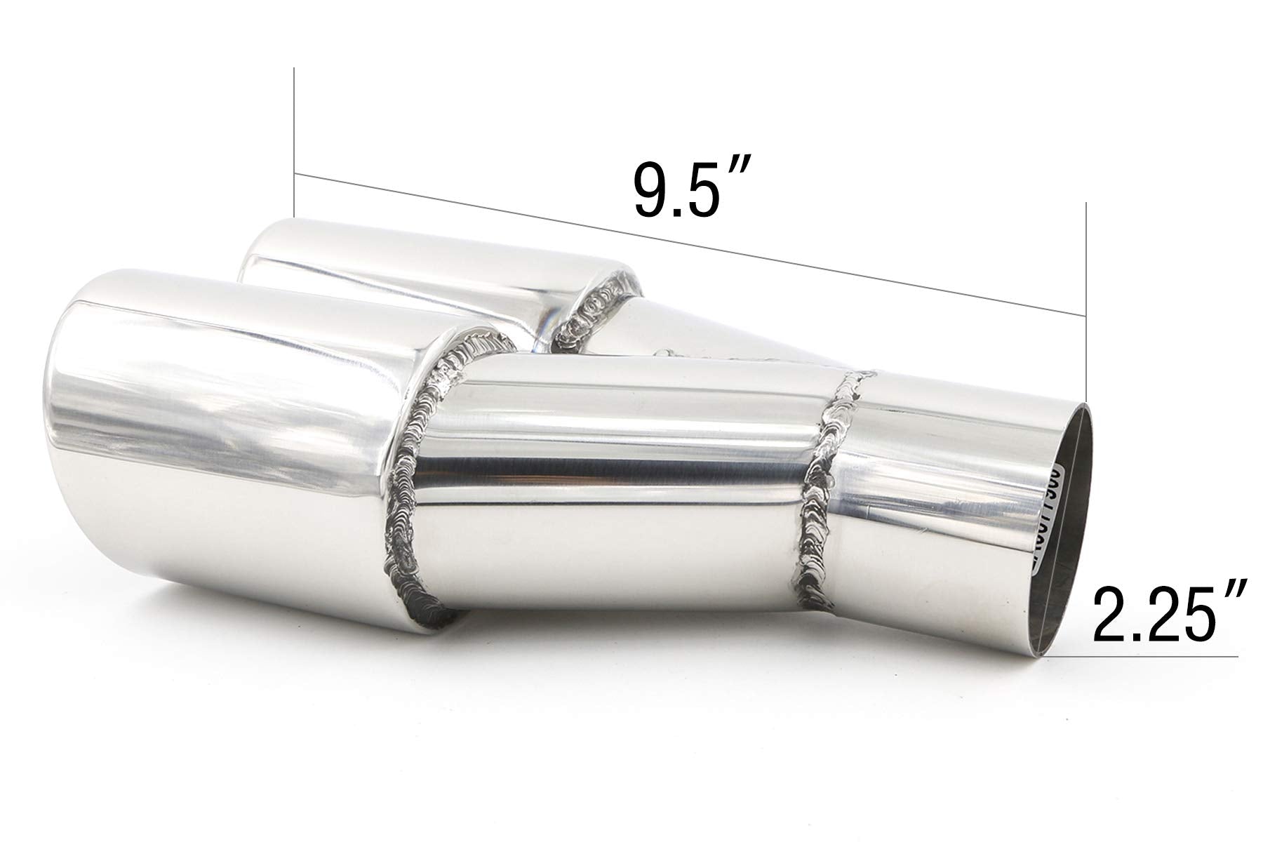 Rp Remarkable Power, Fit For 2.25 Inch Inlet 2X3' Outlet 9.5' Overall Length Stainless Steel Weld-On Dual Round Angle Exhaust Tip Tailpipe Duo Layer 2.25'X(3'X2) X9.5' Ext47