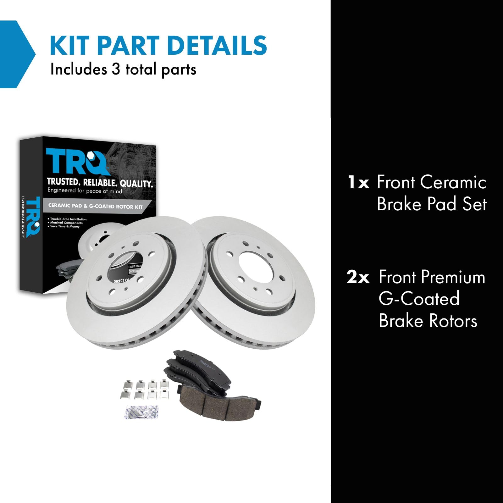 Trq Front Brake Pad & Rotor Kit Brake Pads Brake Rotor Ceramic Vented Premium G-Coated Compatible With 2018-2020 Ford Expedition