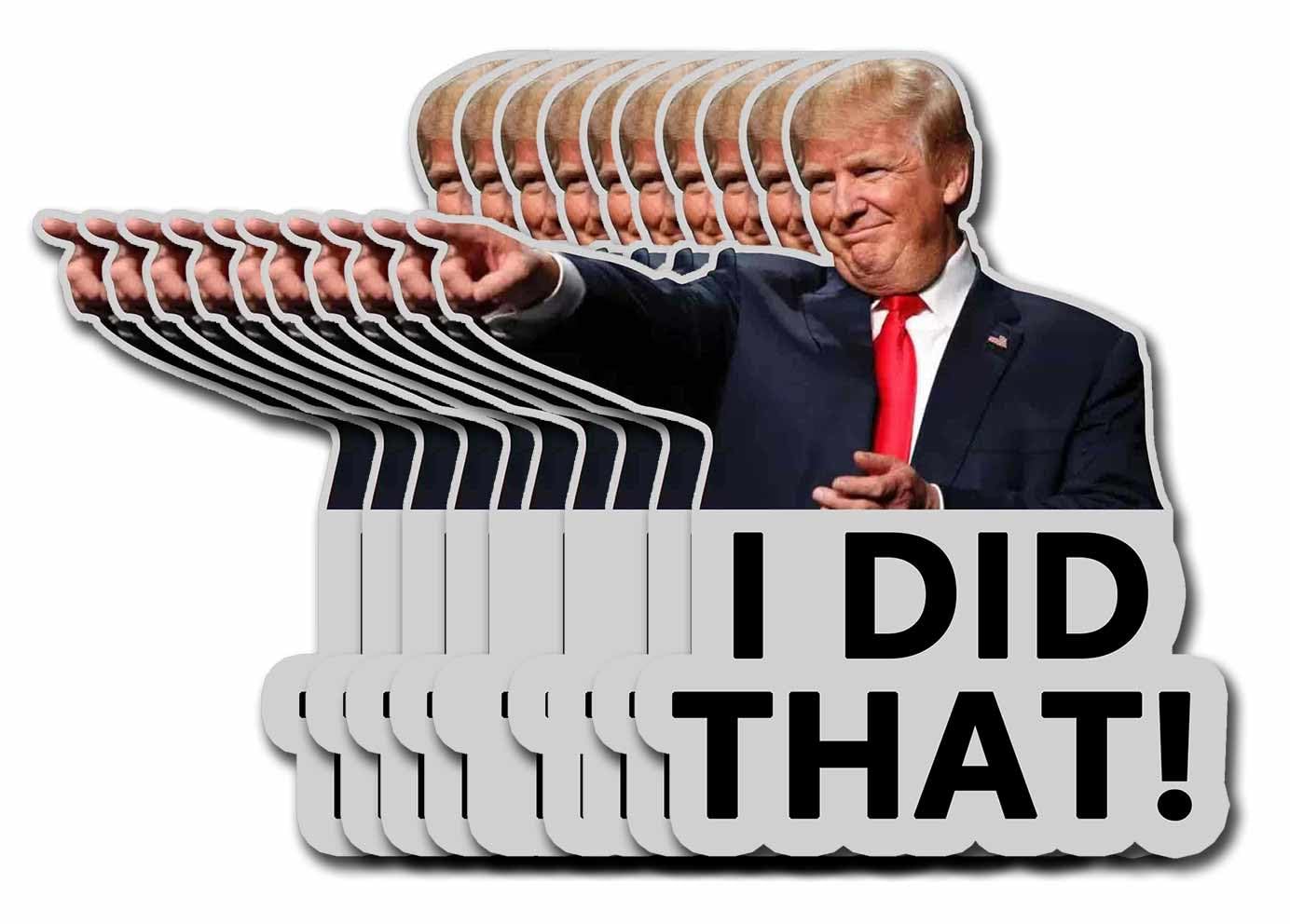 (Giant Size) 10 Pack Trump I Did That Funny Stickers Laptop Bumper Decal Window Waterproof Car Stickers