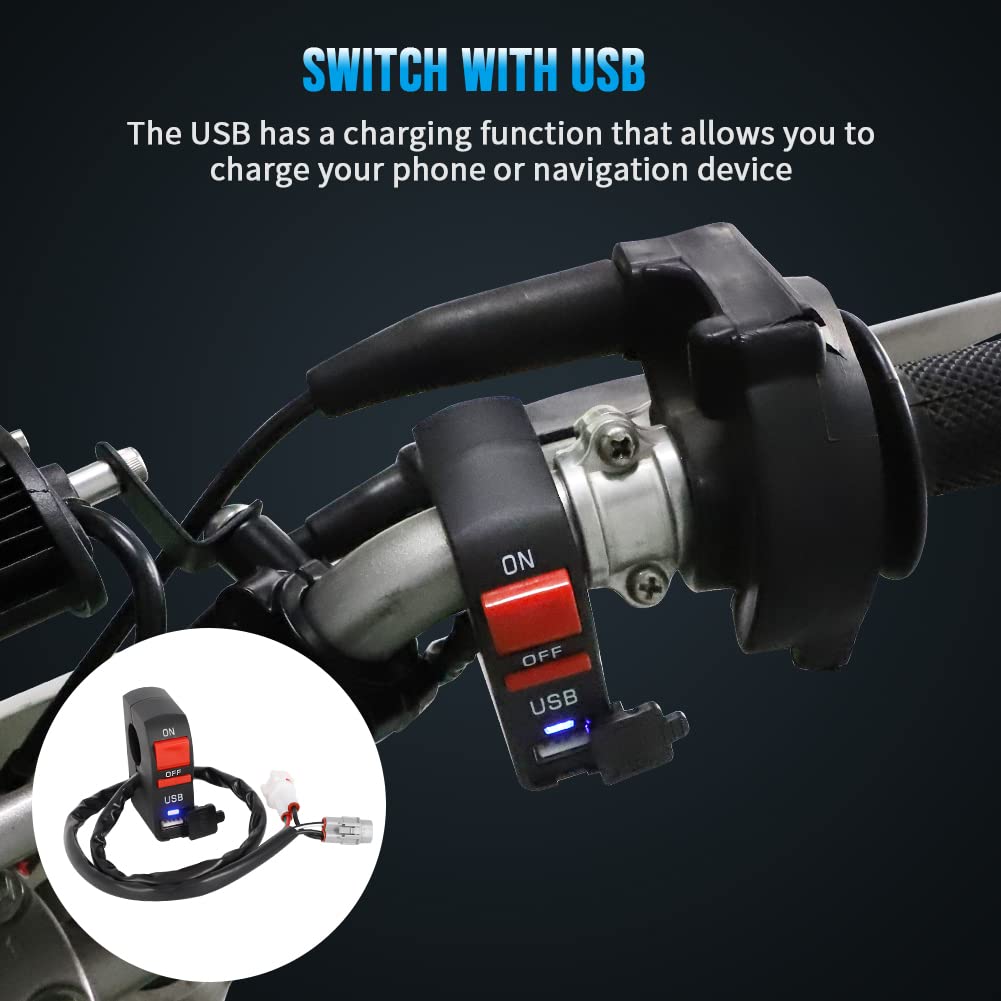Autovic Light Bar Kit, Motorcycle Front Light Bar With Usb Socket Charger Switch Bright For Honda Crf110 Klx110 Ttr110 Yz250F Di