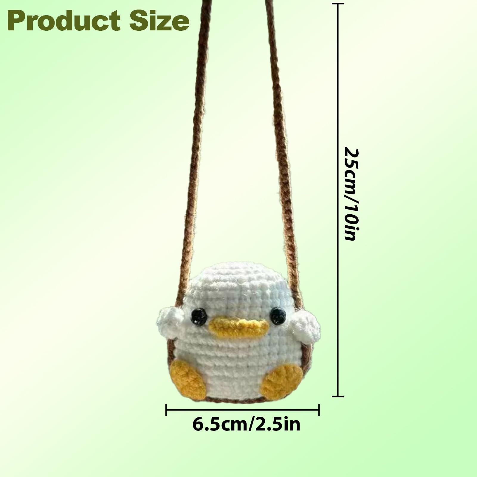 Crochet Swinging Duck Car Mirror Hanging Accessories, Cute Car Decorations For Women Aesthetic, Handmade Knitted Rearview Mirror