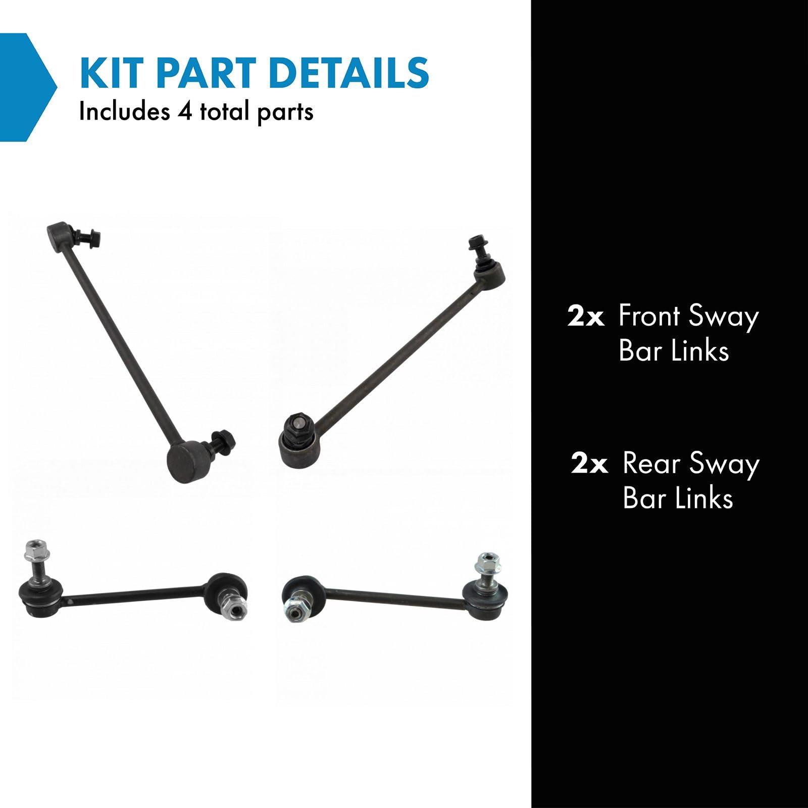 Trq Front & Rear Sway Bar Stabilizer Link Set Compatible With 2015-2019 Acura Tlx 2013-2017 Honda Accord