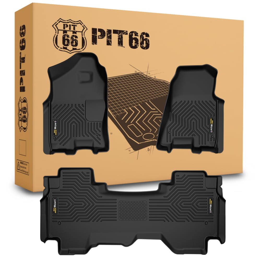 Pit66 Floor Mats Compatible With 2019-2024 Dodge Ram 1500 Crew Cab New Body (Not Fit Classic Models) Without Storage, (Heavy Dut