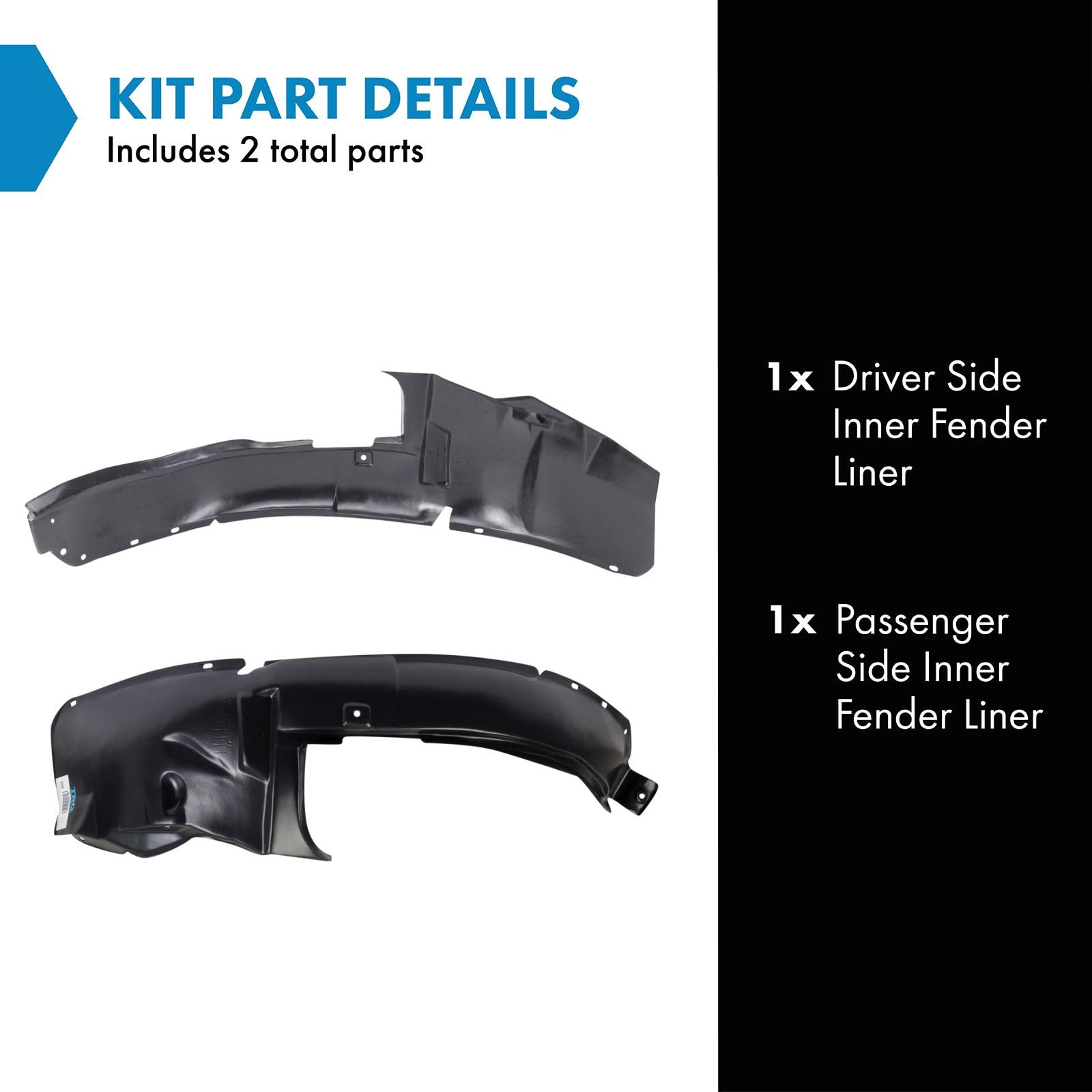 Trq Inner Fender Liner Set Compatible With 2000-2005 Dodge Neon Ch1248126 Ch1249126