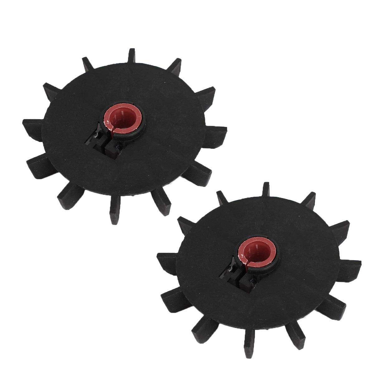 Xmhf Round Shaft Replacement Black Plastic 12 Impeller Motor Fan Vane Wheel 2 Pcs