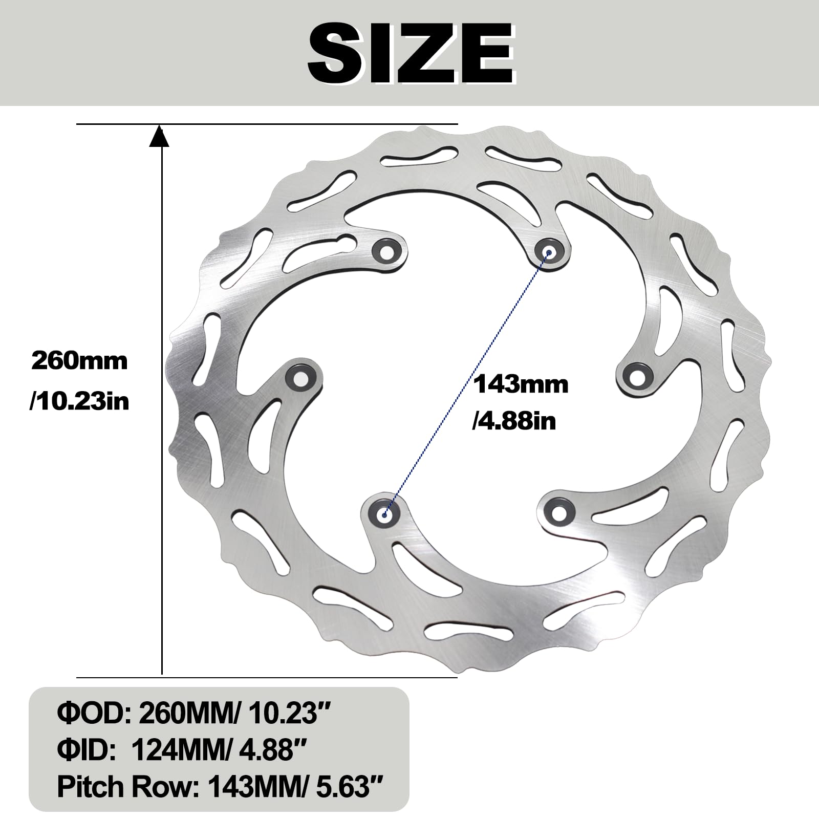 Coimoviol 260MM Front Brake Disc Rotor Compatible with KTM 125 250 350 450 500 1994-2022, Husqvarna 125-501 FE/TE/FC/TC/TX/FX, H
