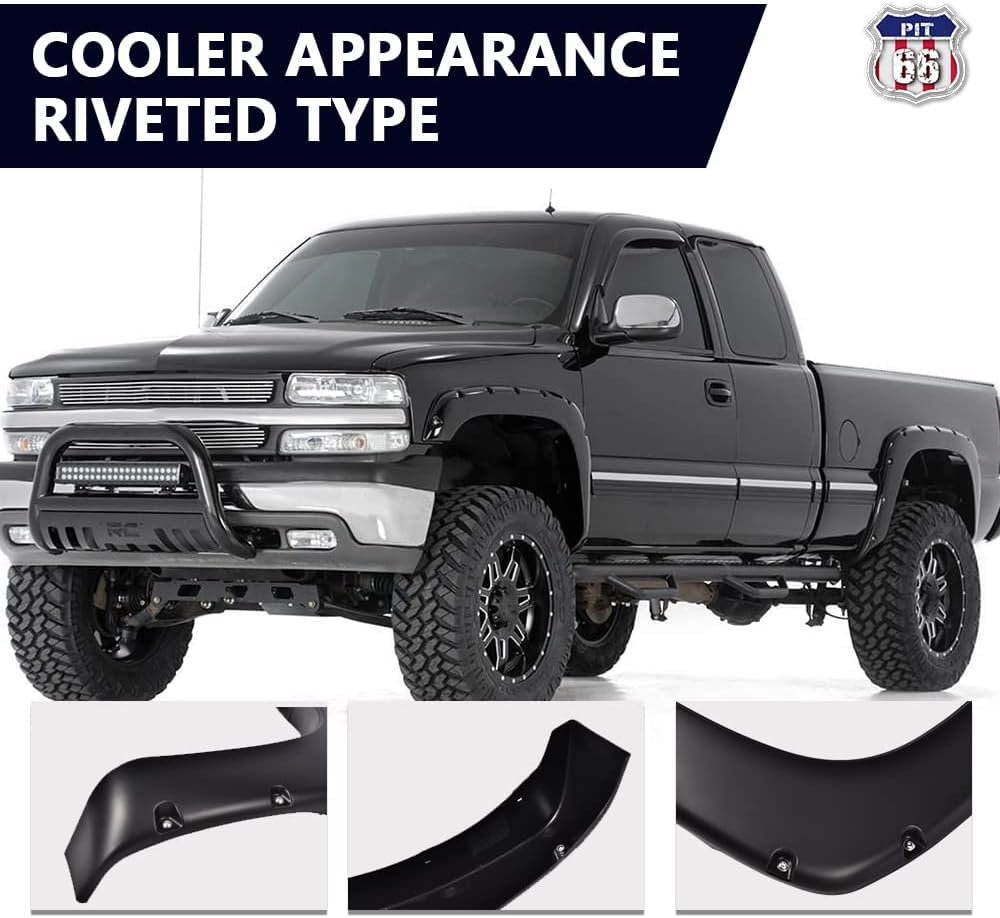 PIT66 Fender Flares, Compatible With 1999-2006 Chevy Silverado/GMC Sierra 78.0'' / 96.0'' Bed(Incl. 2007 Classic Models) Smooth