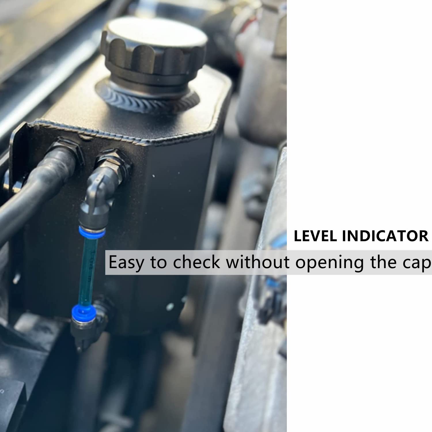 Heinmo Auto Coolant Radiator Tank Coolant Reservoir Tank Overflow Expansion Tank With Drain Plug 1L Aluminum Universal