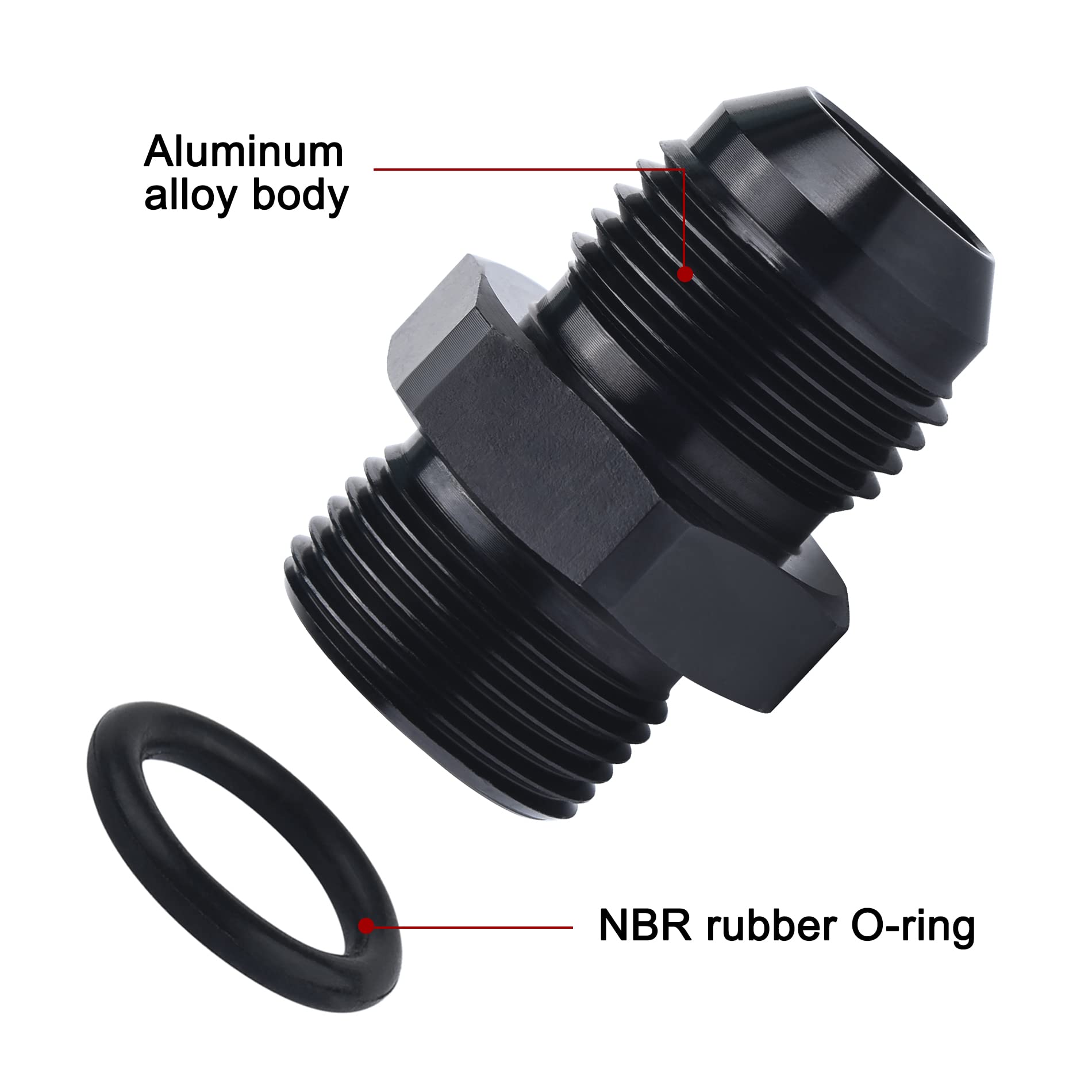 Evil Energy 6An Male Flare To M12 X 1.5Mm Male Metric Fitting Adapter Aluminium Alloy 2Pcs