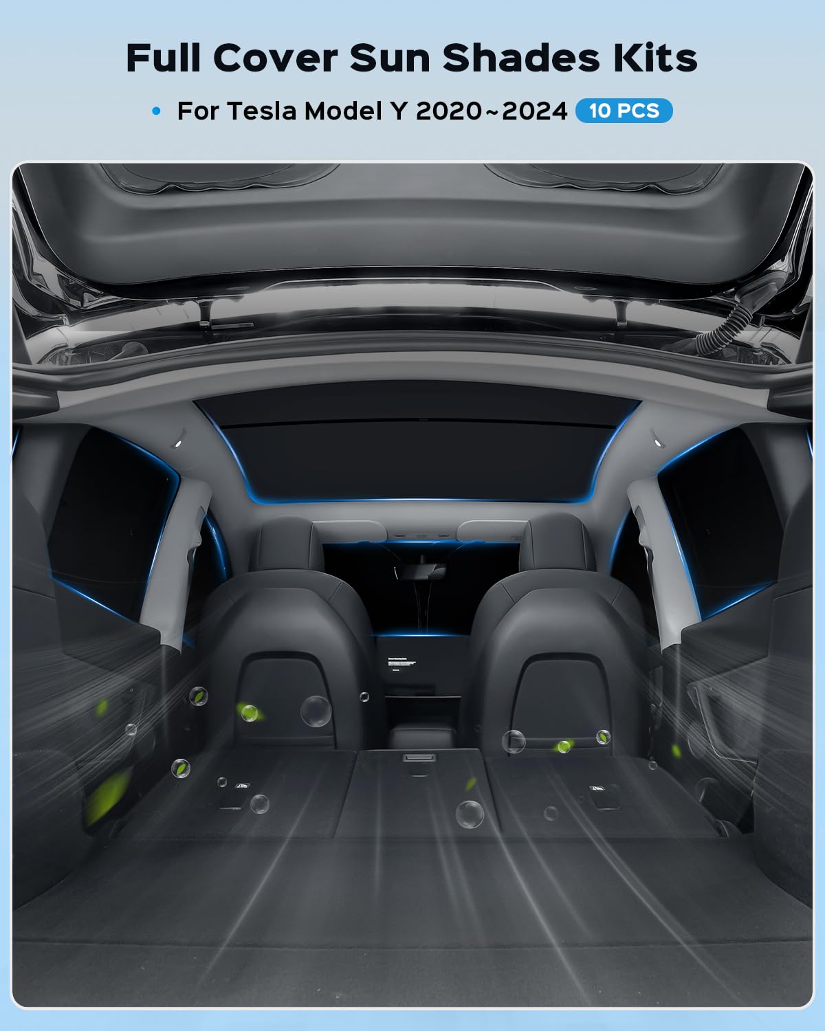 EVOOOR Sun Visor- Privacy and Thermal Insulated Sunshades Curtains for Tesla 3/Y/S/X (Model Y-10pcs)