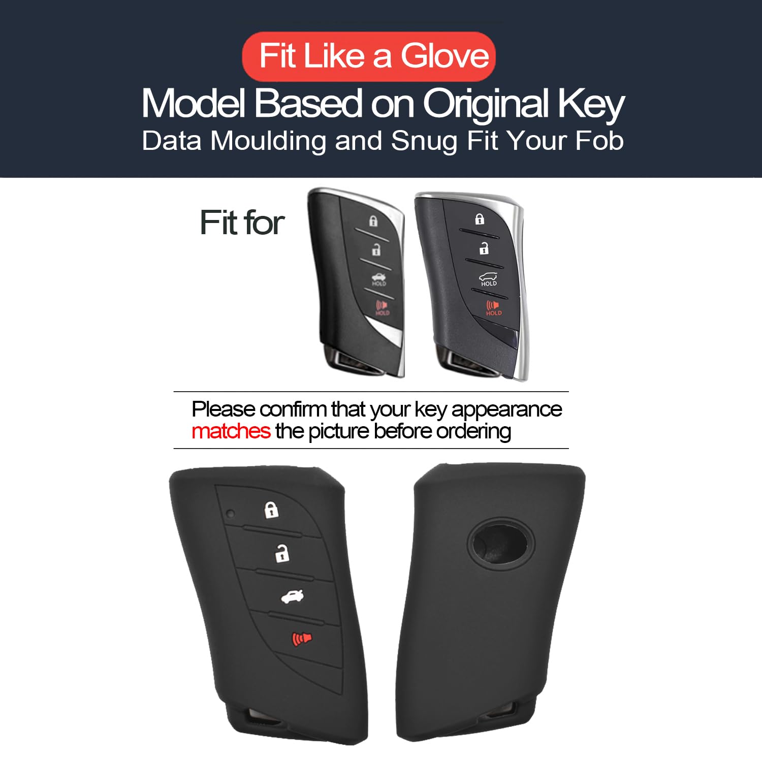 Infipar 2Pcs Compatible With Lexus Es250 Es300H Es350 Nx250 Nx350 Nx350H Nx450H+ Lx600 Rx350H Tx350 Gx550 Lc500 Ls500 Rx350 Rx450H+ Rx500H Rux250H Z450E Tx500H Tx550H+ Key Fob Cover Case Keychain