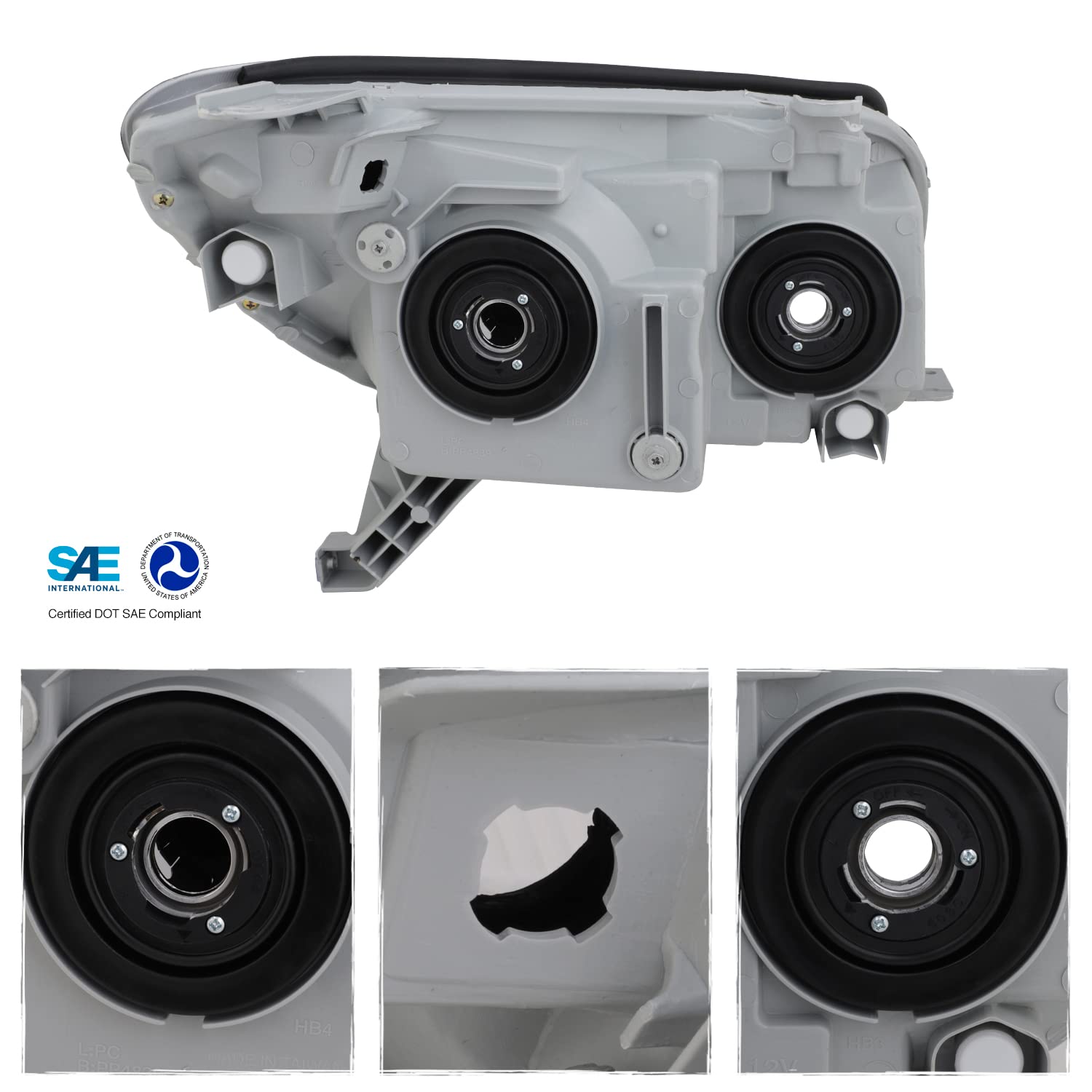 AKKON Smoked Headlights for Toyota 4Runner Sport SUV - Driver/Passenger Lamps Pair