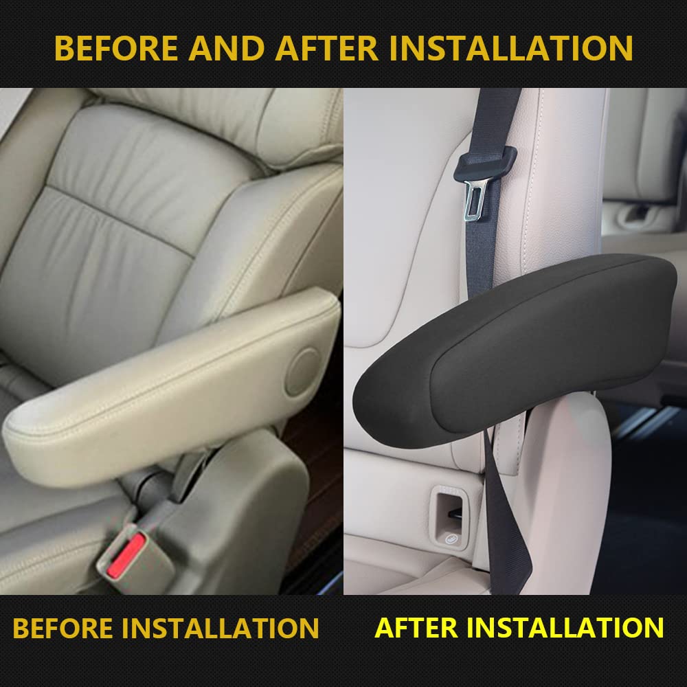 Aomsazto For Honda Crv 2011-2014 Seat Armrest Covers Black Arm Rest Cover Replacement Fabric One Pair