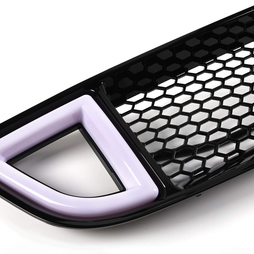 Pit66 Front Bumper Upper Grille With Drl Led Accent Vent Lights, Compatible With 2013-2014 Ford Mustang Honeycomb Mesh (Except S
