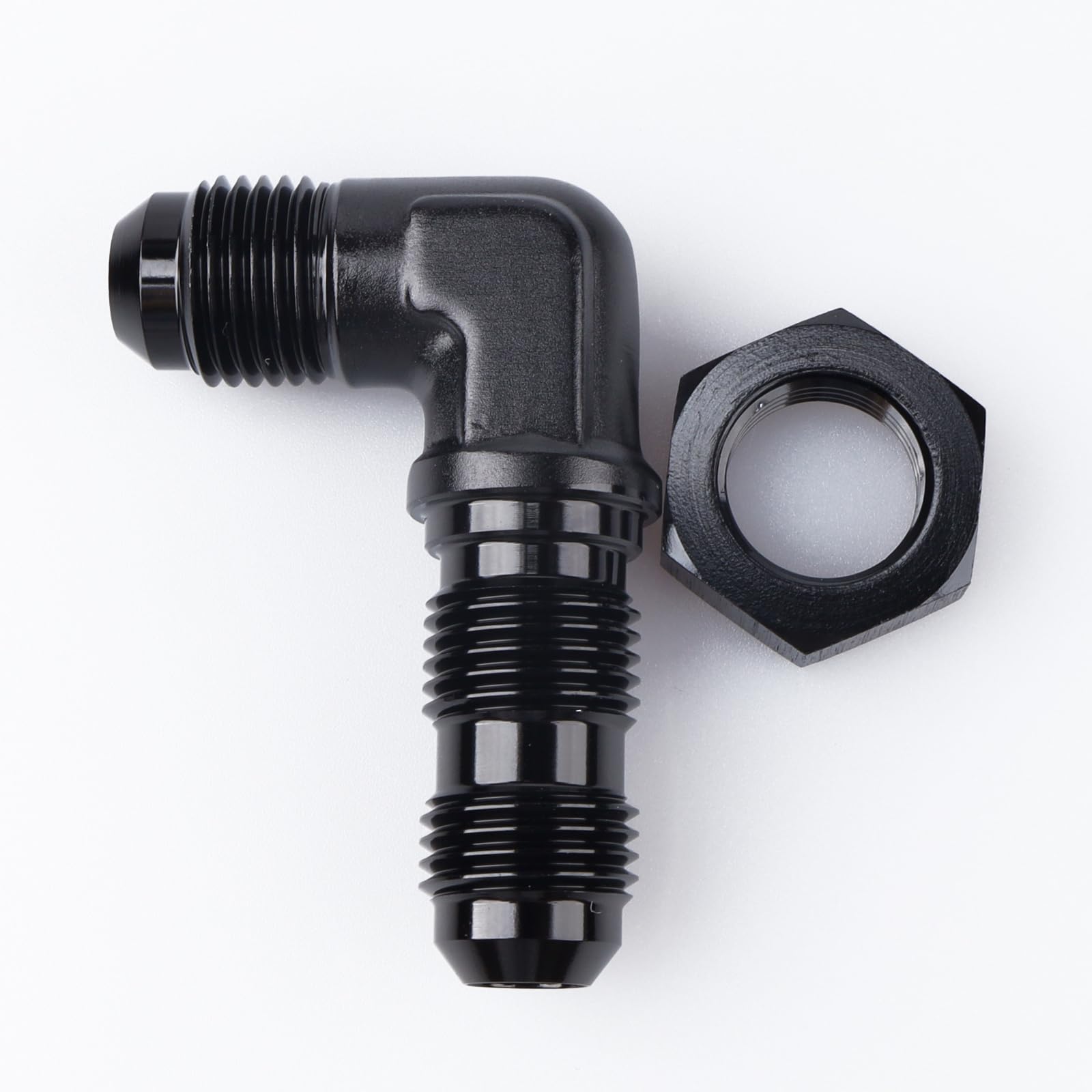 AC PERFORMANCE -6 AN Male Flare 90 Degree Bulkhead Fitting Adapter Aluminum Black with AN6 Nut