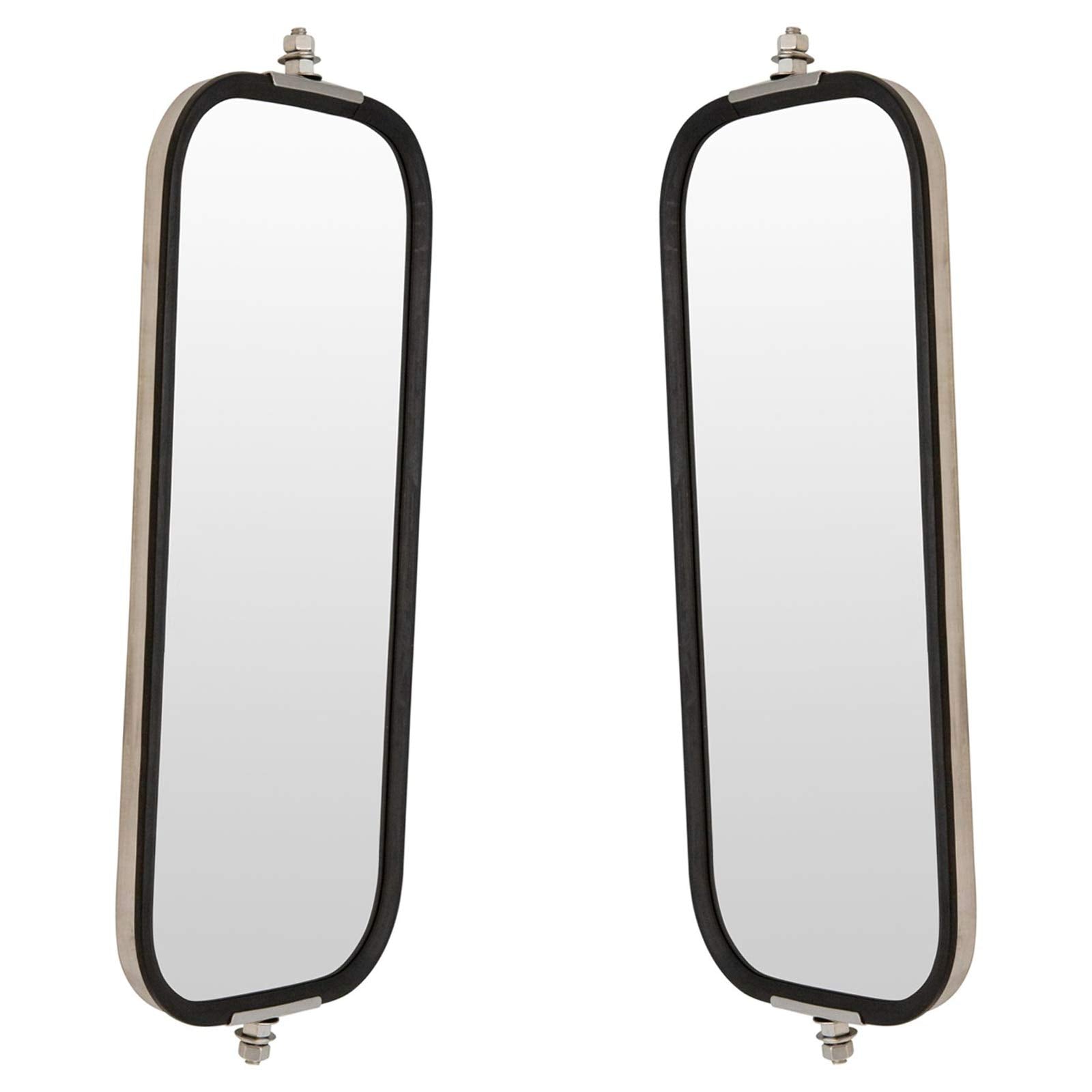 Trq West Coast Mirror Ribbed Back 16X7 Stainless Steel Pair Compatible With Heavy Duty Truck
