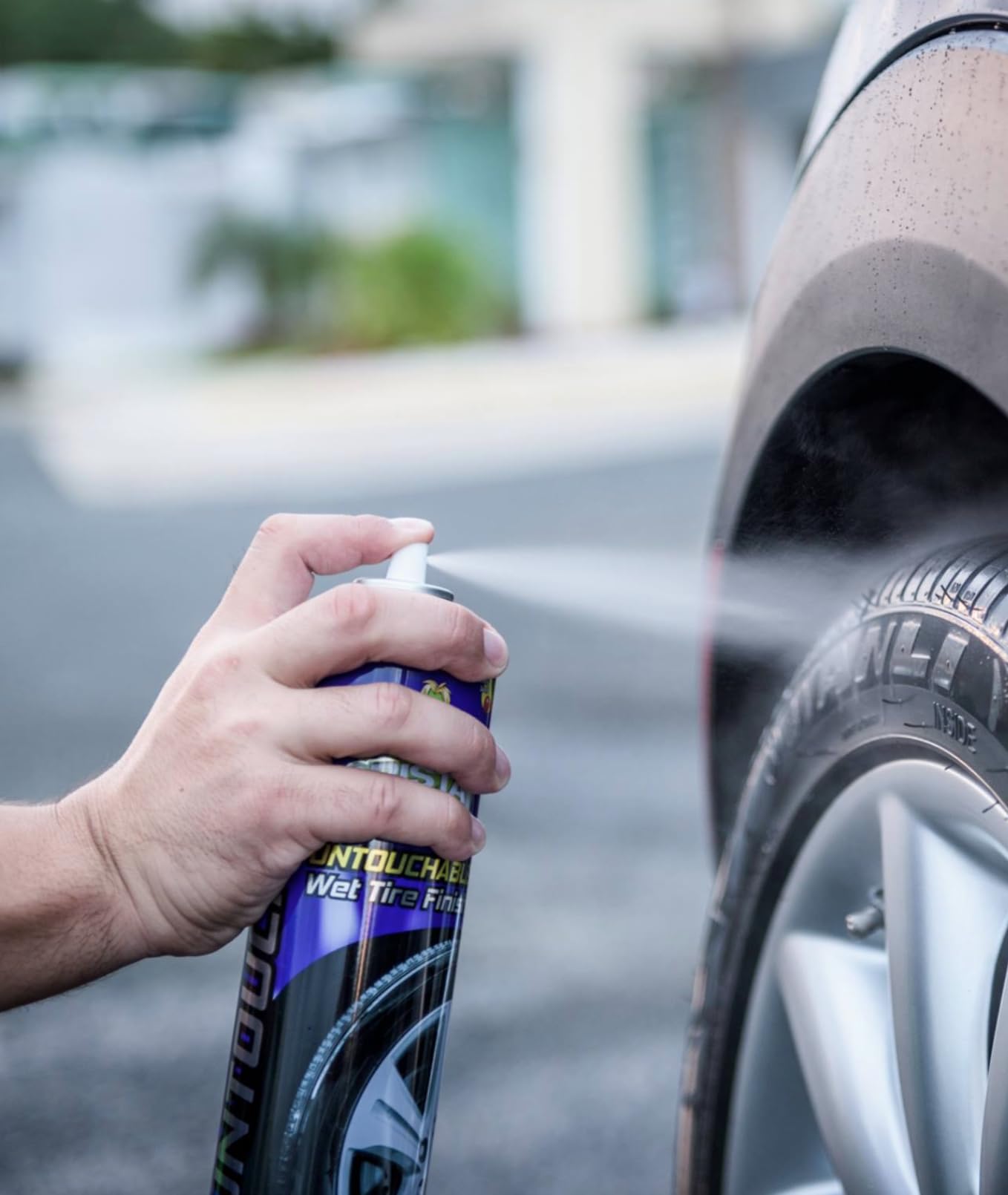 Untouchable Tire Shine Spray – Long-Lasting Wet Tire Finish For Deep Gloss & Protection – Waterproof Tire Shine, Easy Application, Premium Tire Cleaner & Shine (42 Oz)