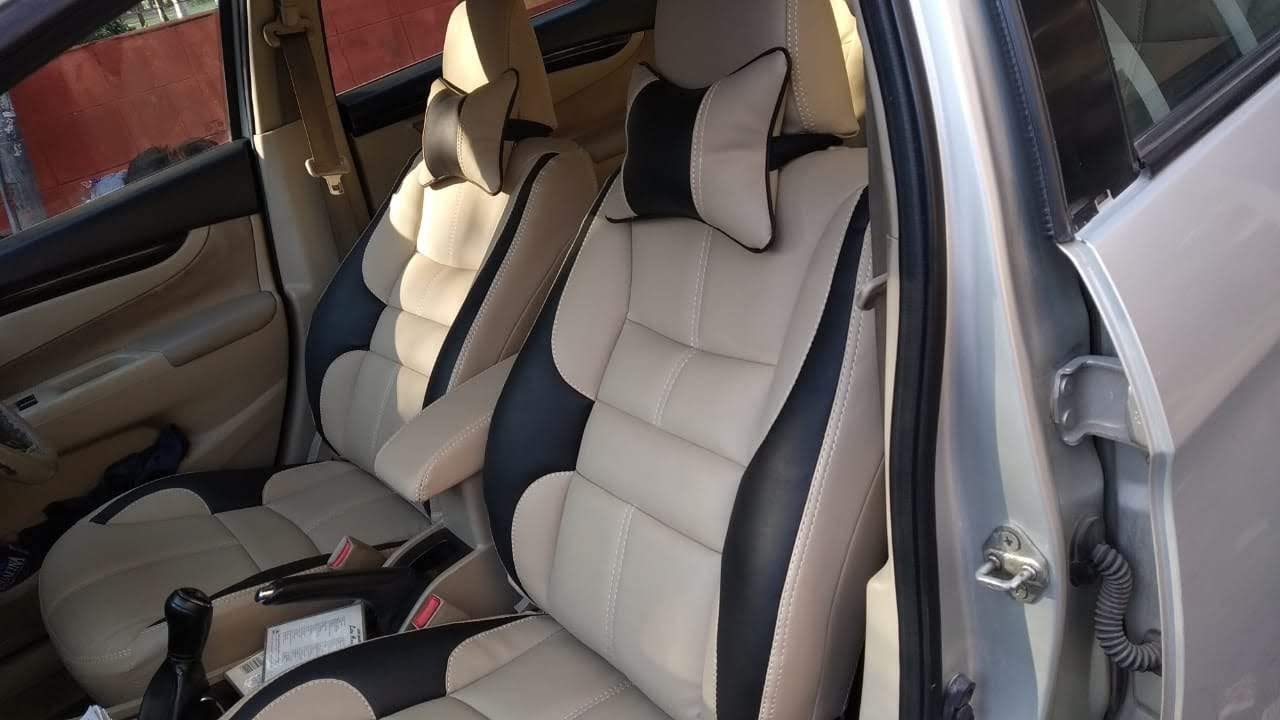 3D FRONTLINE PU Leather BlackBeige Best Fit Car Seat Cover Compatible with Hyundai Eon