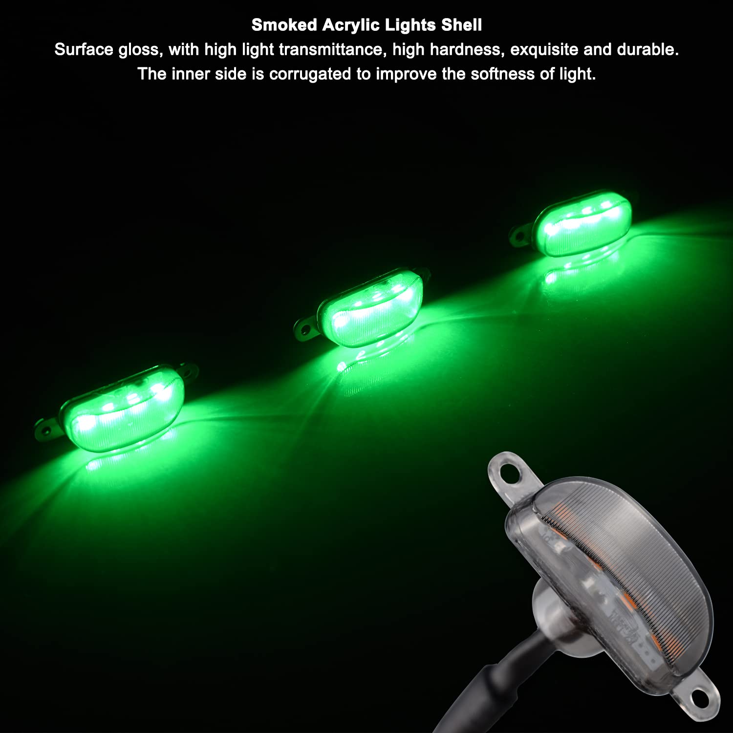 Boigoo Front Grille Lights Compatible For Dodge Ram 1500 2013-2018 & Ford F-150 Raptor 2004-2019, Cars Grid Grilles (Green - Smoked Lens)