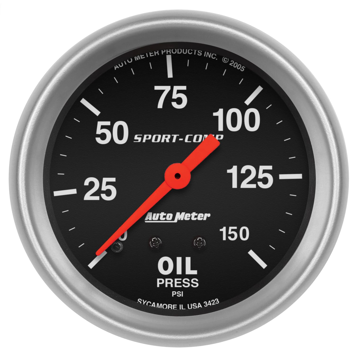 Auto Meter 3423 Sport-Comp Mechanical Oil Pressure Gauge,2.625 in.