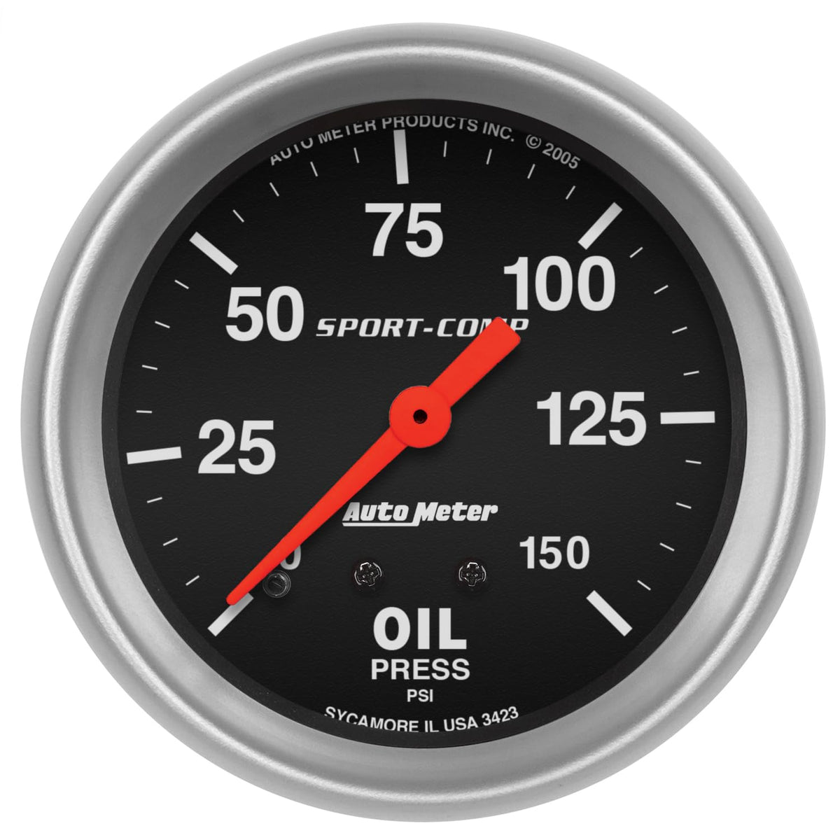 Auto Meter 3423 Sport-Comp Mechanical Oil Pressure Gauge,2.625 in.