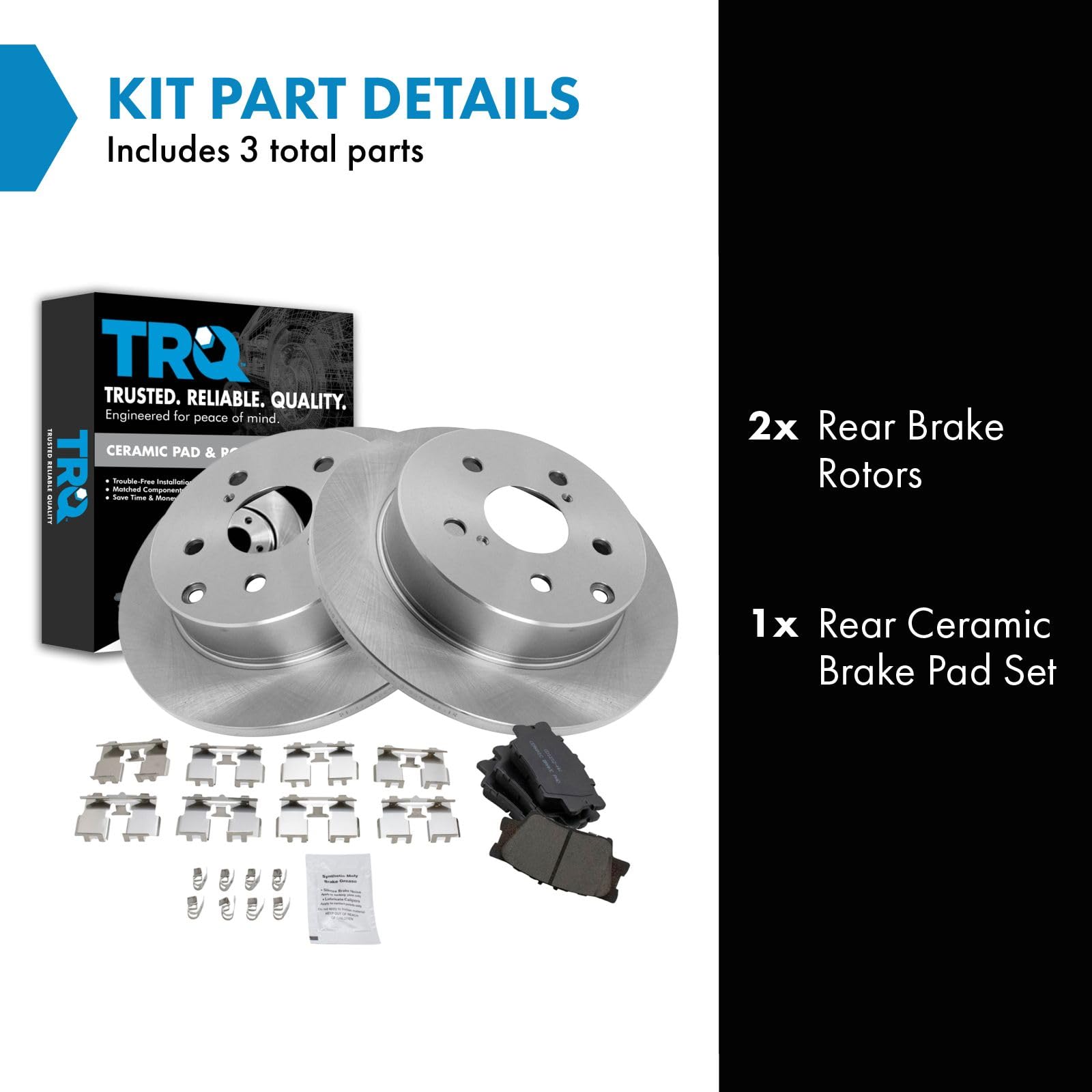 Trq Rear Posi Ceramic Brake Pad & Rotor Kit For Lexus Hs250H Toyota Rav4