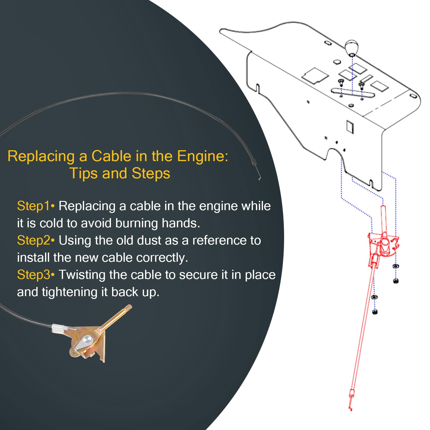 Zymurgoes 603409 Throttle Control Cable 60” Fits For Hustler Zero-Turn Mowers Compatible With Super Z, Super Z Hd, Rd Super Z Hd, Super Z Ex, X-One And Super 104
