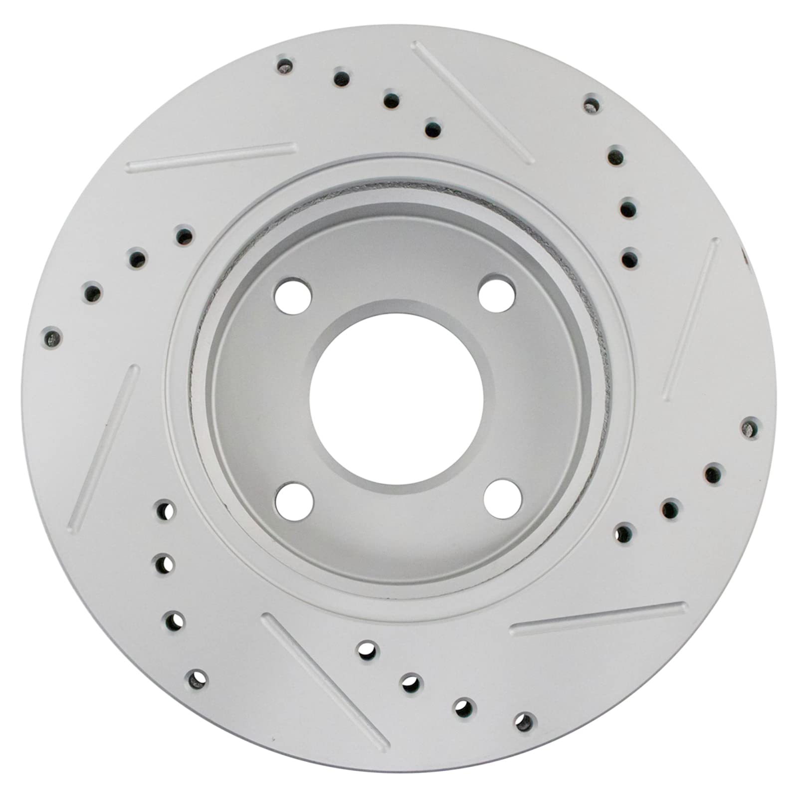 Trq Front Performance Brake Rotors Set Premium G-Coated Cross Drilled & Slotted Compatible With 2000-2004 Ford Focus
