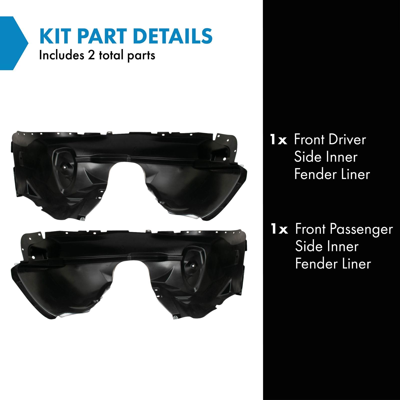 Trq Front Inner Fender Liner Set Compatible With 2015-2019 Ford Escape Fo1248161 Fo1249161